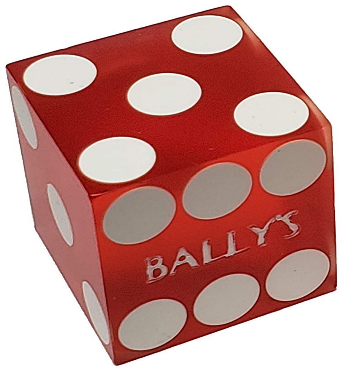 Authentic Nevada Casino Craps Dice Set - 19mm with Black Velvet Pouch for Casino Games & Home Play (Set of 3, Bally's Red Frosted)