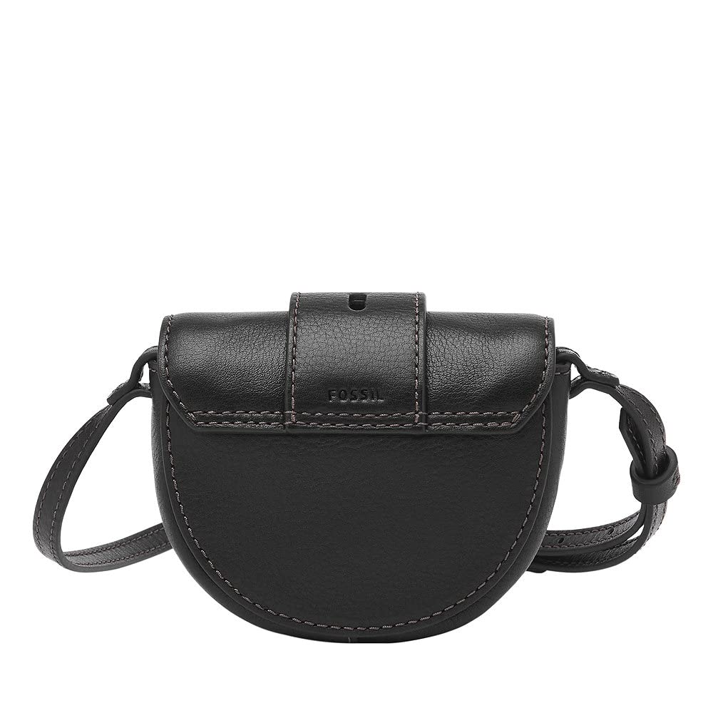 Fossil Women's Harwell Medium Black Leather Shoulder Bag - Stylish Crossbody Purse for Work, Travel & Everyday Use