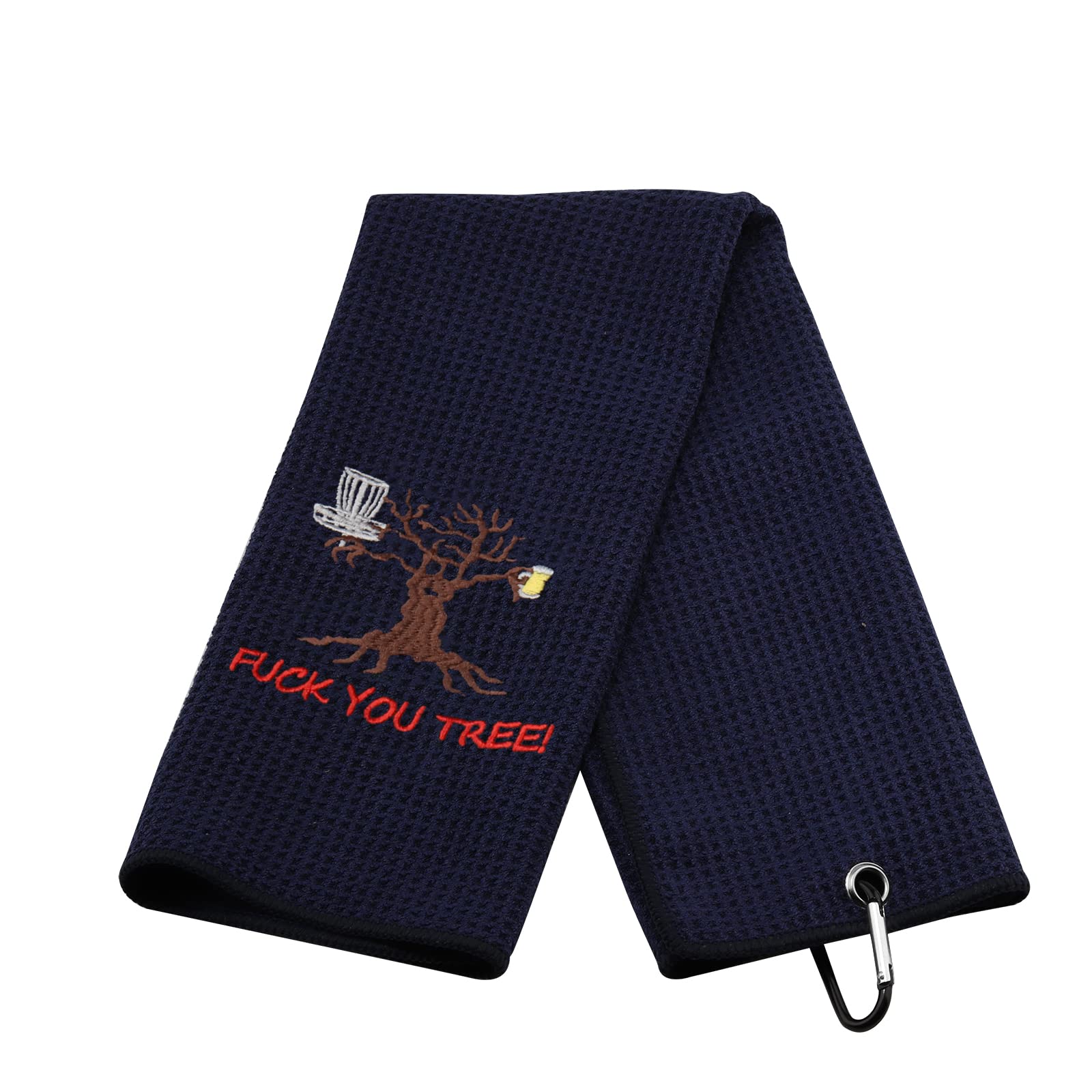 Premium Microfiber Disc Golf Towel with Clip - Embroidered Golfer Design, Absorbent & Durable - Perfect for Disc Golf Gifts & On-Course Use (Black, You Tree)