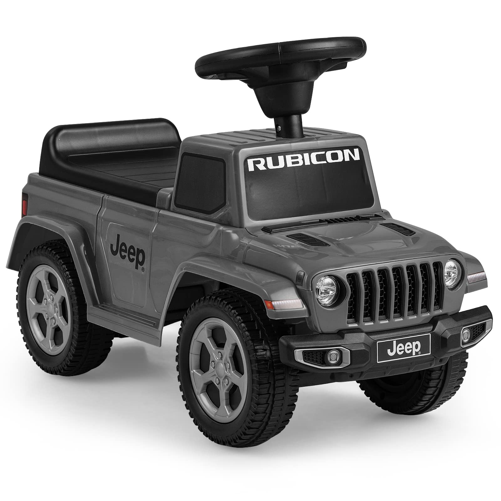 **INFANS Licensed Jeep Toddler Ride On Push Car with Engine Sound & Horn - Foot-to-Floor Sliding Baby Walker Toy with Under Seat Storage - Gift for Boys & Girls Ages 1.5-3 (Gray) - Perfect for Indoor & Outdoor Play, Birthday & Holiday Gifts**