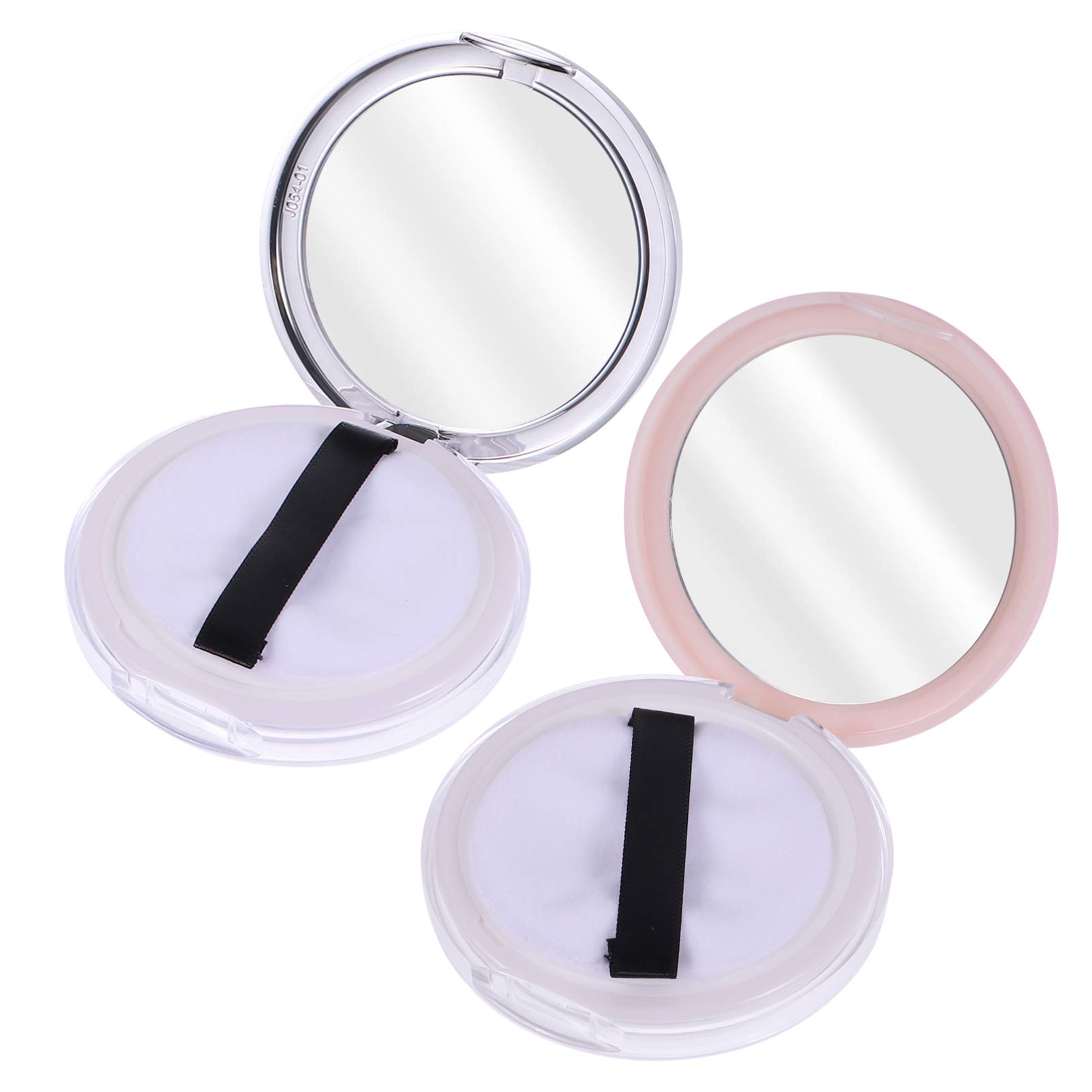 Lurrose 2Pcs Empty 5g Powder Puff Container - Reusable Loose Powder Compact Case with Mirror, Net Sifter & Puff | Travel Makeup Organizer for Mineral Foundation, Setting Powder & Blush | Perfect for Home, Travel & Professional Makeup Kits