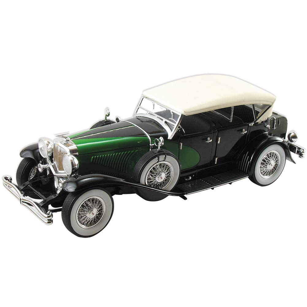 1934 Duesenberg Black/Green 1:18 Scale Diecast Model Car - Collectible Vintage Classic Vehicle for Display & Gift Giving