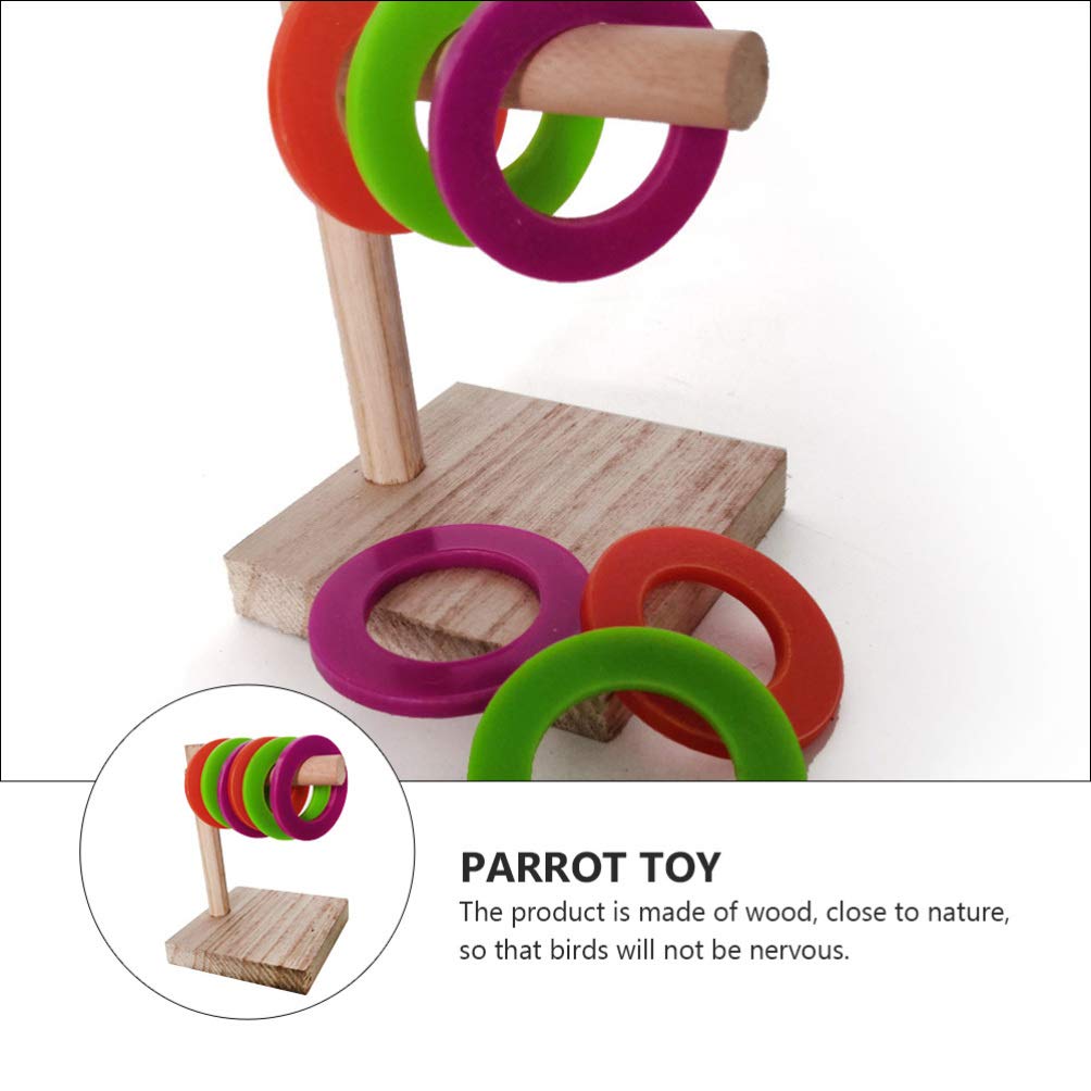 Balacoo Wooden Parrot Ring Puzzle Toy - Stacking Rings for Bird Training & Intelligence Development - Fun Educational Cage Toy for Parrots, Cockatiels, Lovebirds - Perfect for Desktop Play & Mental Stimulation