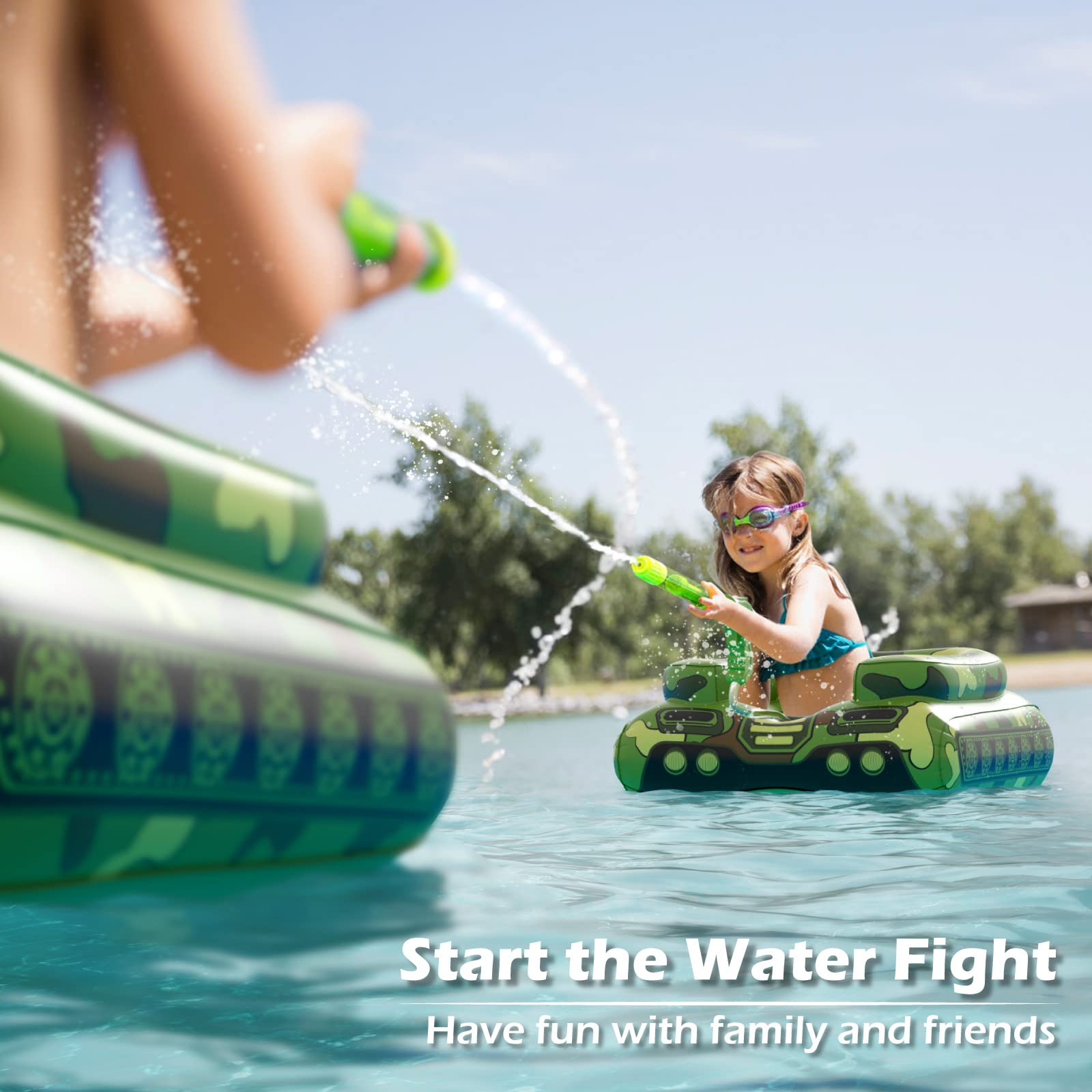 **Jasonwell Inflatable Tank Pool Float for Kids - Toddler Swimming Float with Water Cannon Gun, Lake & Beach Party Toys for Boys & Girls - Perfect for Summer Fun, Pool Parties & Outdoor Water Play**