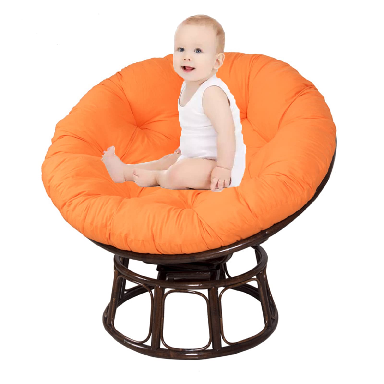 NLBKNLK Waterproof Papasan Round Chair Cushion - 51.18 Inch Outdoor Swing Cushion for Patio, Garden, Balcony & Living Room | Durable Double Chair Egg Cushion in Orange | Perfect for Relaxing, Lounging & Outdoor Decor