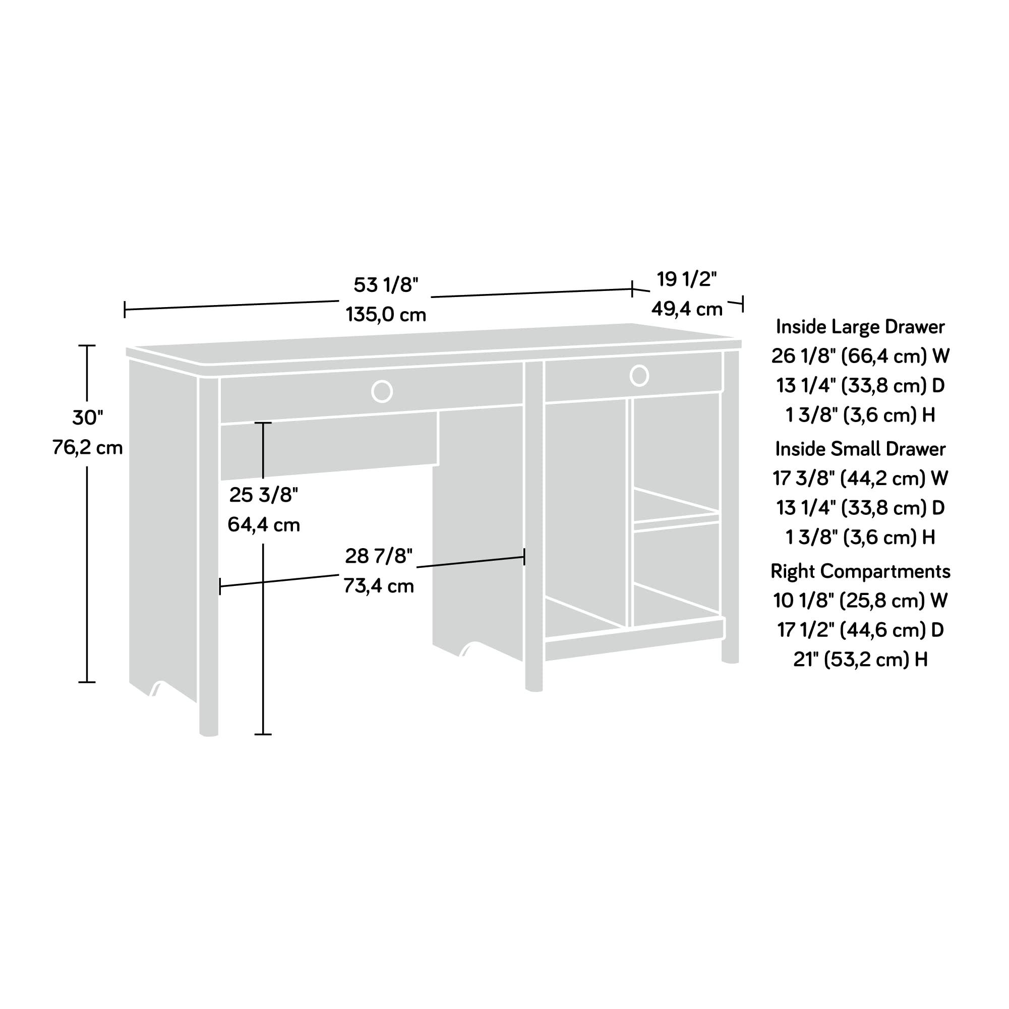 Sauder Dover Edge Home Office Computer Desk - Denim Oak Finish - Modern Writing Desk for Small Spaces, Work from Home & Study