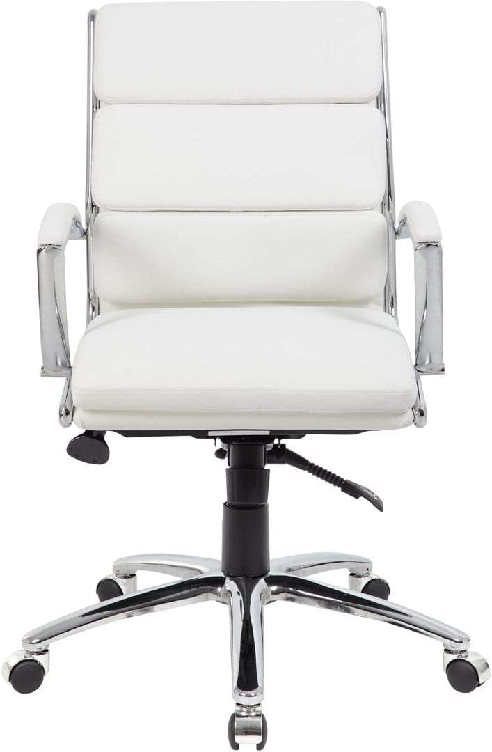 Premium Boss Executive CaressoftPlus Mid Back Office Chair with Metal Chrome Finish [B9476 BK] - Ergonomic Support for Long Work Hours, Home & Office Use