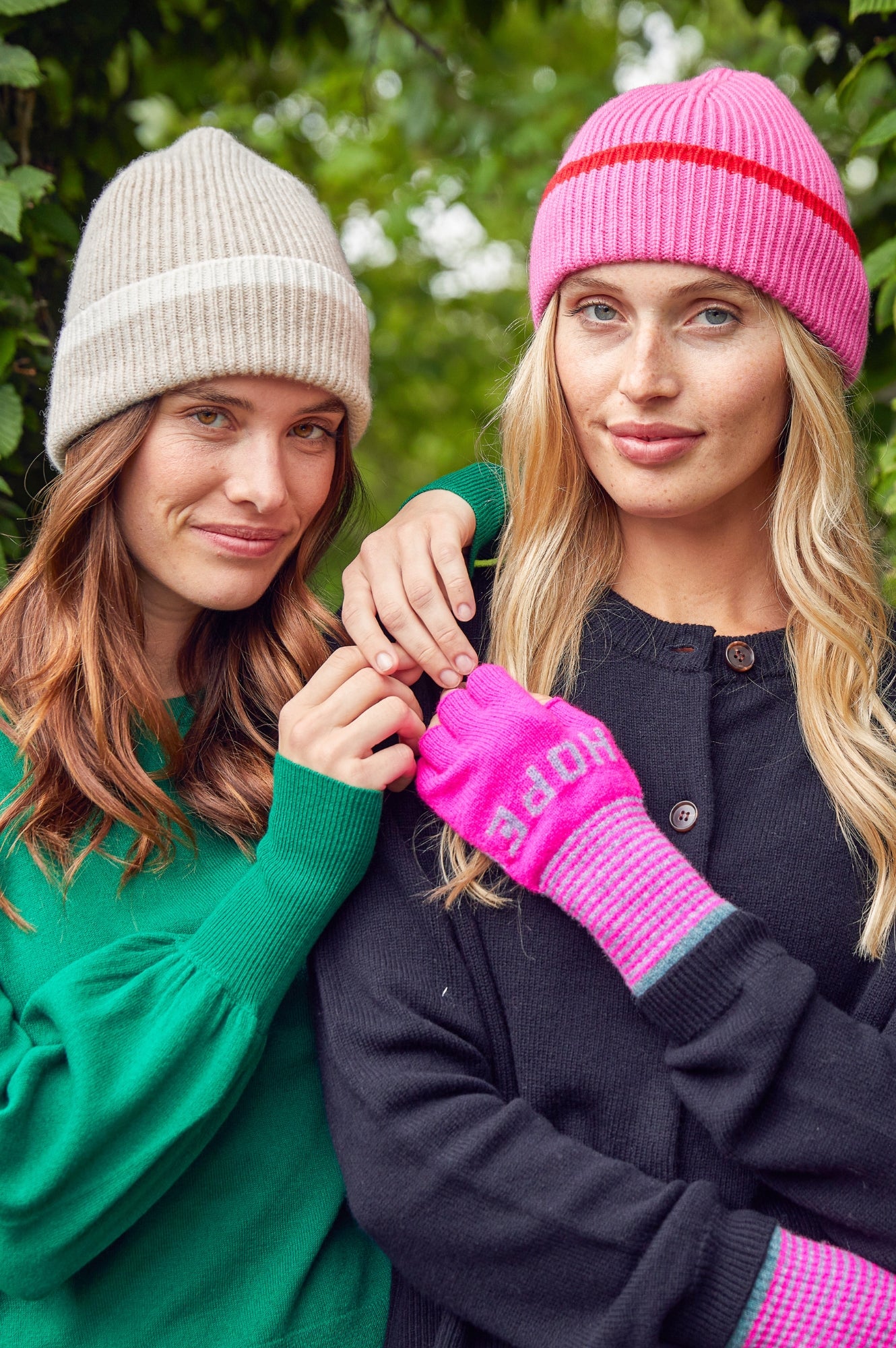 Love Hope Fingerless Gloves for Women - Soft Knit Wrist Warmers in Pink, Grey & Green | Perfect for Typing, Driving & Cold Weather Comfort