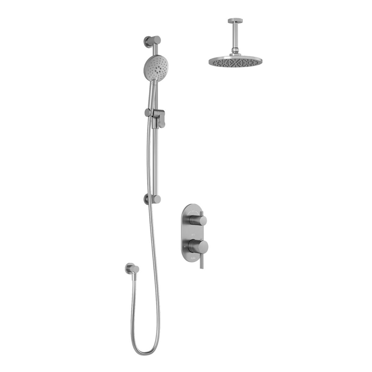 KALIA ROUNDONE TD2 Chrome Vertical Ceiling Arm for 2-Way Shower Systems - Perfect for Modern Bathroom & Spa Installations