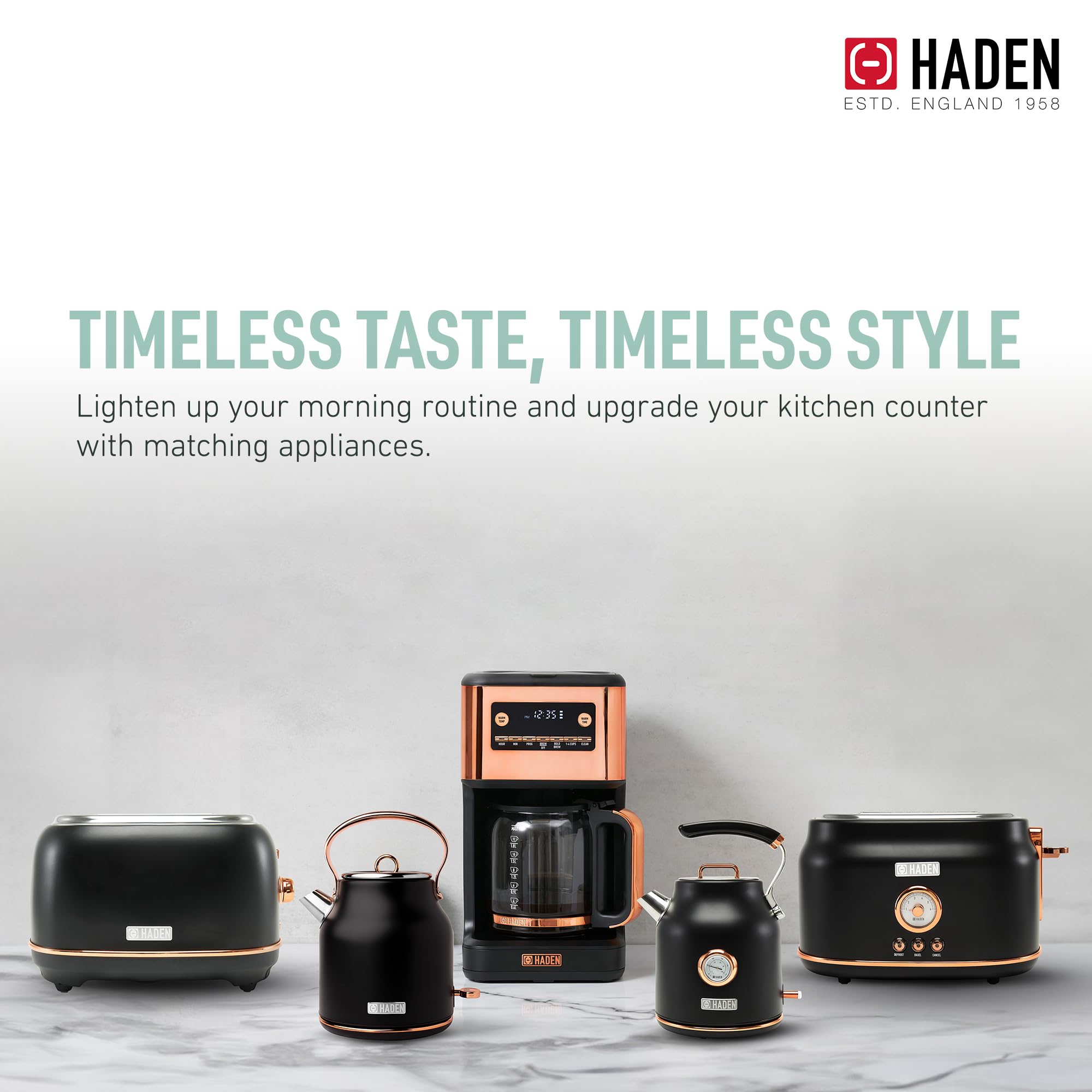 HADEN 14-Cup Programmable Coffee Maker with 120-Minute Keep Warm, Delay Brew & Adjustable Strength - Black/Copper - Perfect for Home, Office & Entertaining