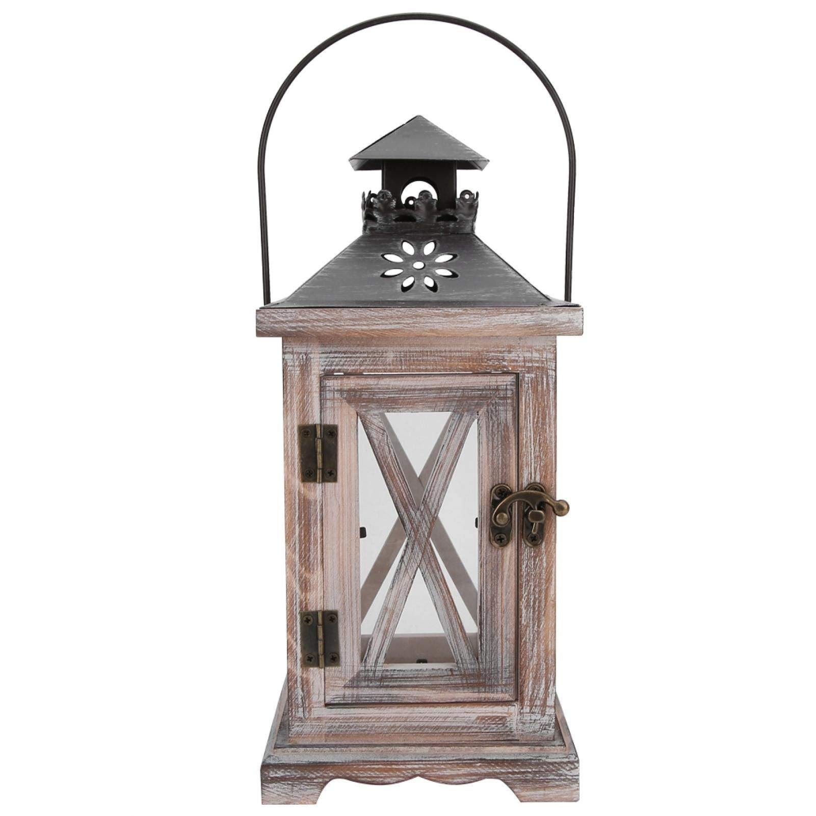 Vintage Wooden Candle Lantern - Handcrafted Hanging Candle Holder for Indoor Outdoor Decor, Patio, Garden, Wedding & Home (11 x 4.9 x 4.9 Inches) - Perfect for Romantic Dinners, Cozy Evenings & Special Occasions