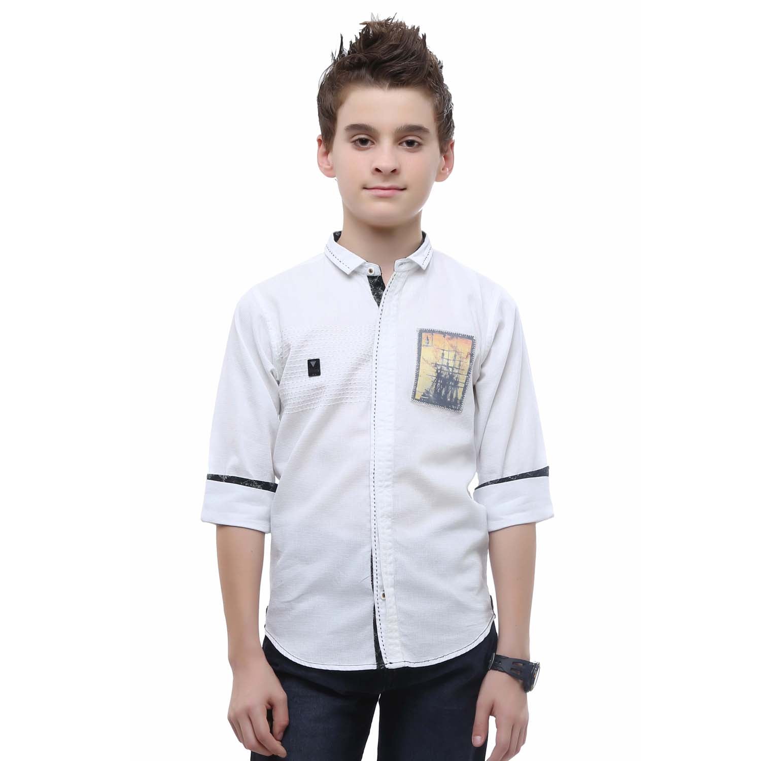 MashUp Classic White Textured Button Down Shirt for Men - Casual Office Wear & Date Night Outfit