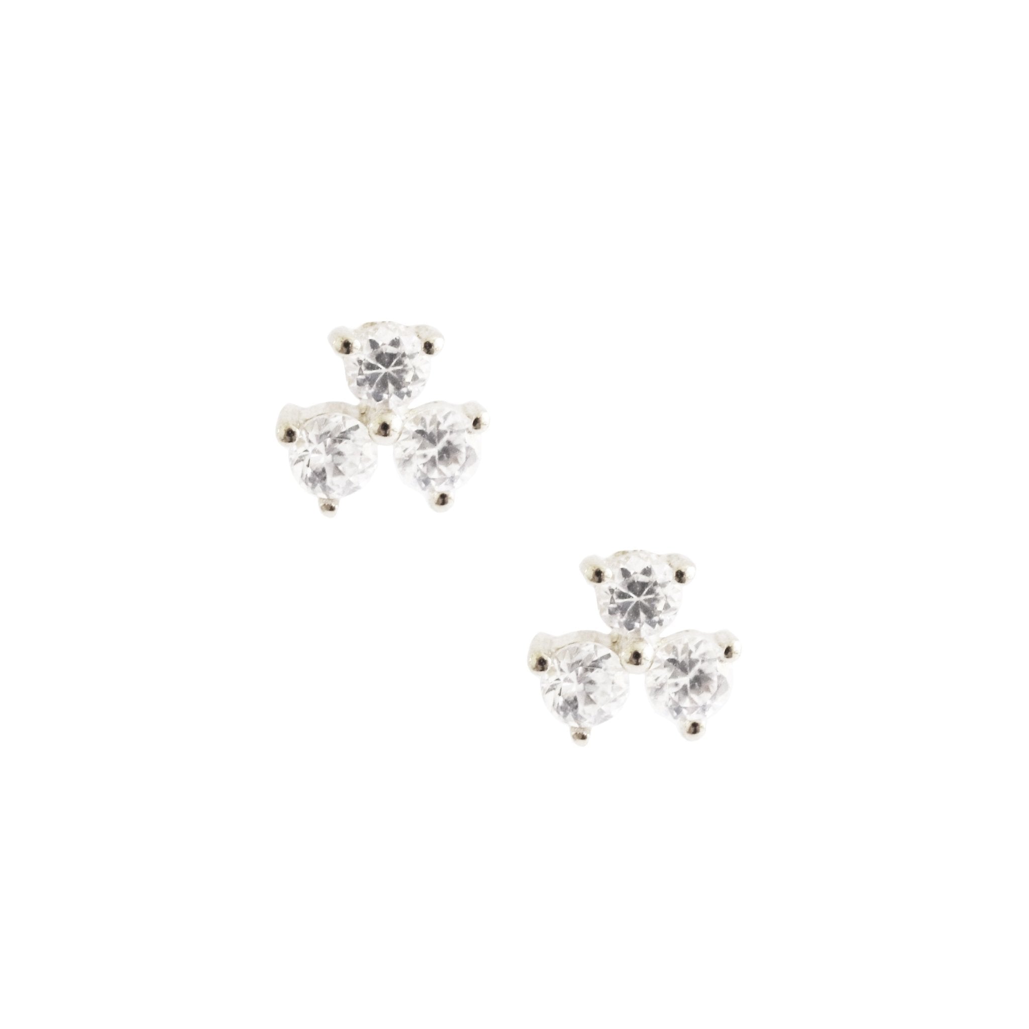 Tiny Trio Love Studs - Cubic Zirconia & Sterling Silver Earrings for Women - Perfect for Valentine's Day, Anniversary, and Everyday Wear