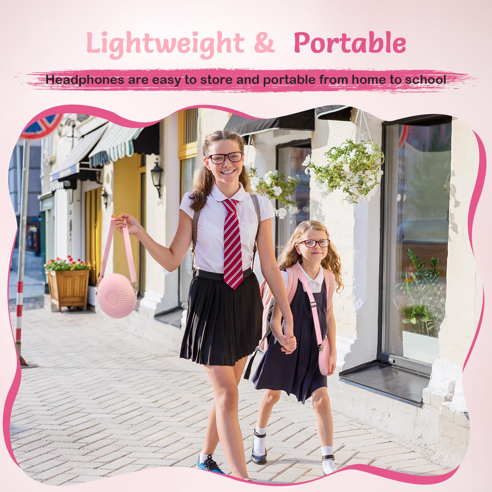 Safe Kids Wired Headphones with Microphone - 85/94dB Volume Limited Foldable Headset for Boys & Girls | 3.5mm Jack Earphones for School, Travel & Online Learning | Includes Portable Carrying Case