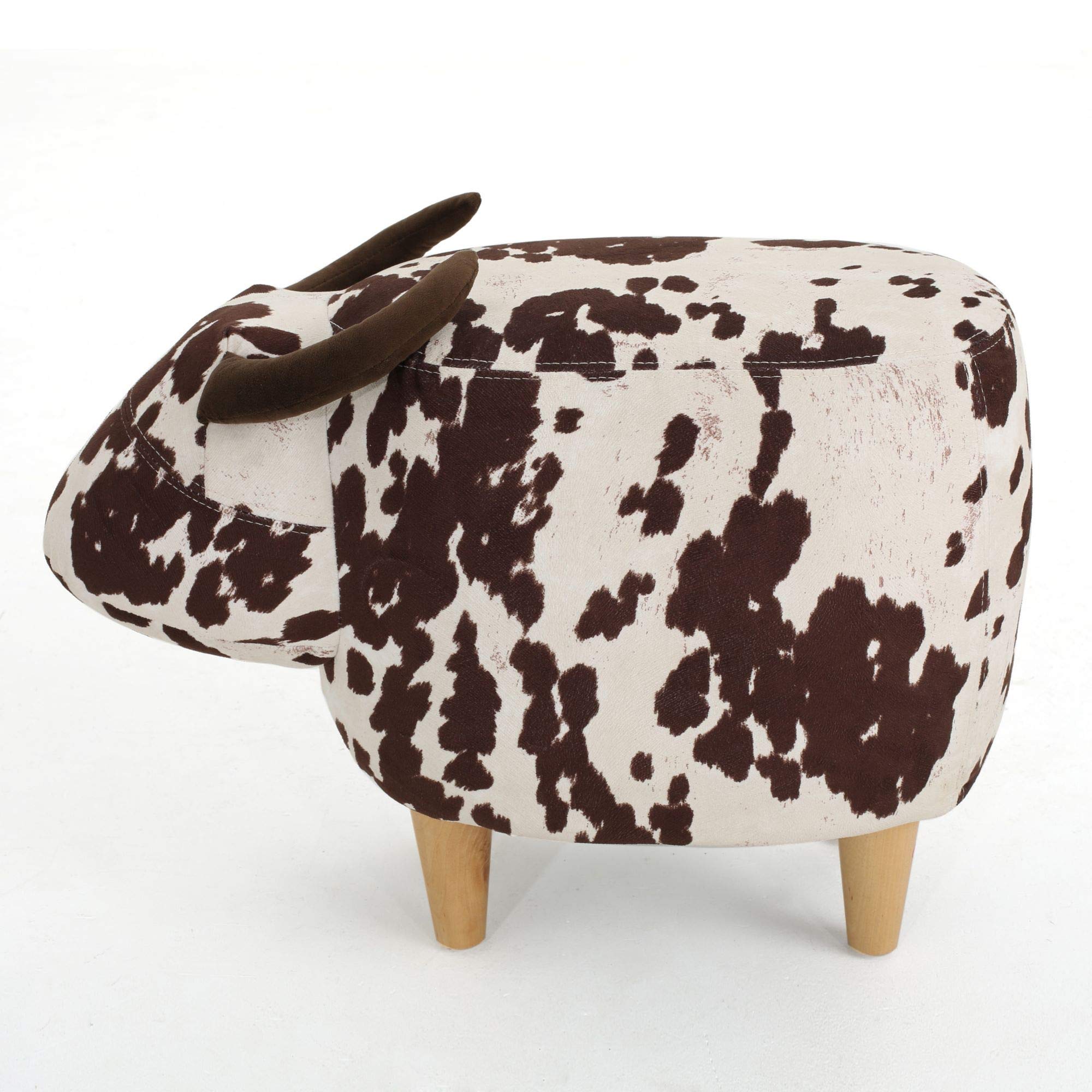 Handcrafted Brown and White Cow Print Ottoman - 25.25