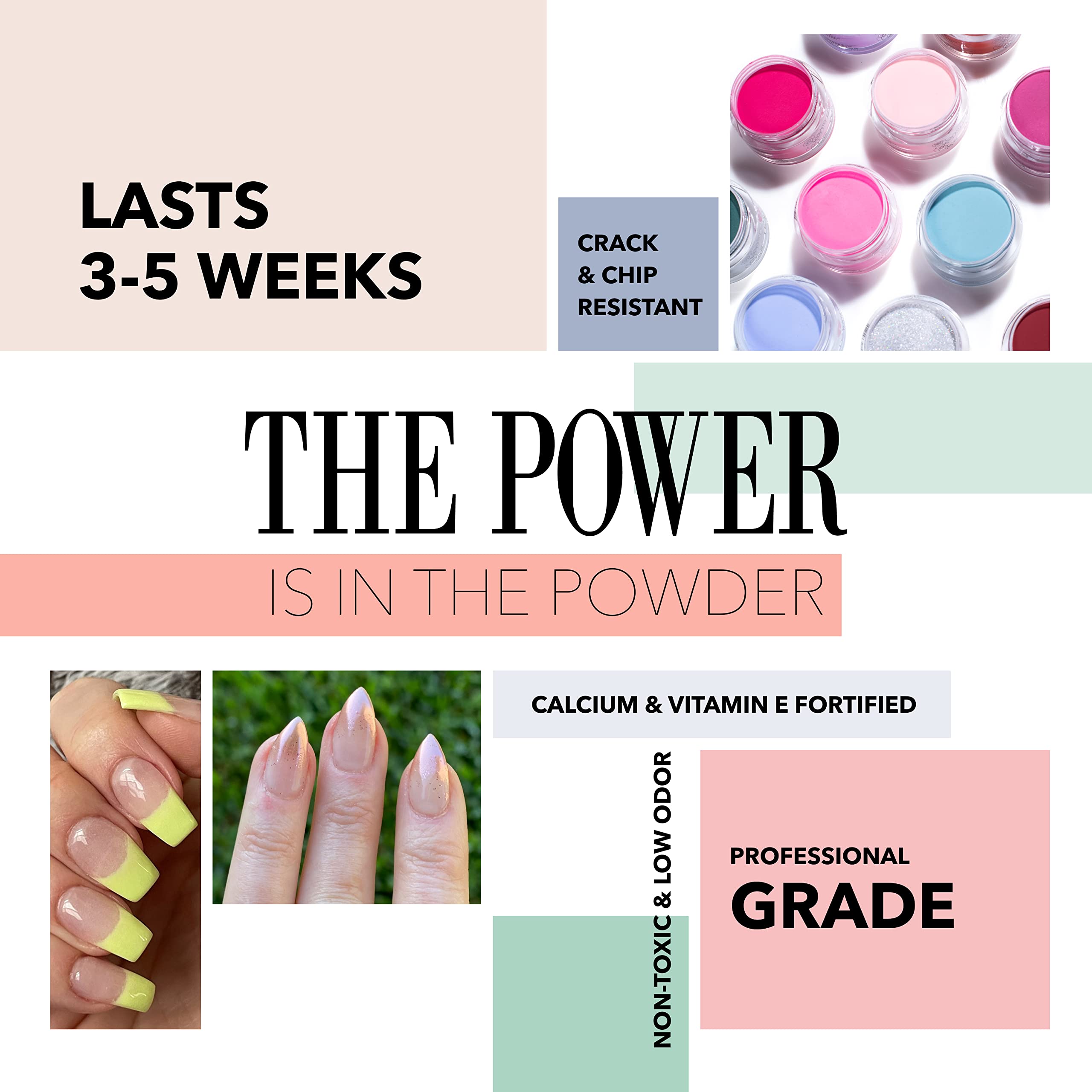 Revel Nail Dip Powder - Clear Build Powder for Strong & Long-Lasting Dip Nails | DIY & Professional Nail Strengthener | Perfect for French Manicures & At-Home Nail Care (2 Oz)