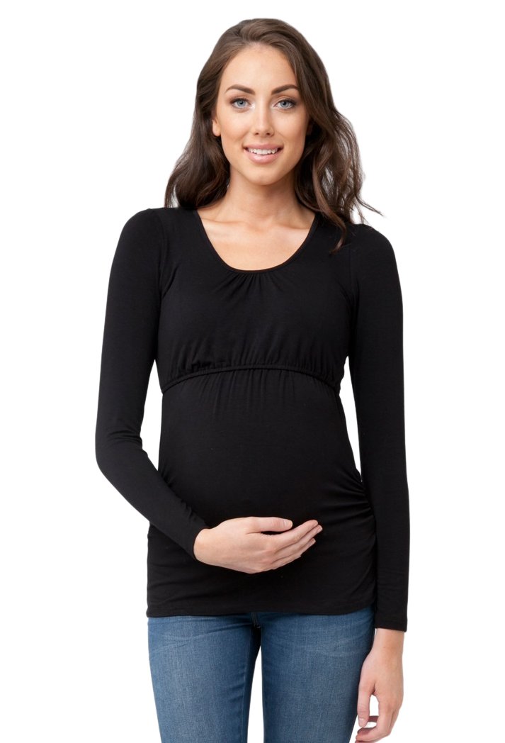 Ripe Maternity Women's Nursing Top - Long Sleeve Stretch Comfort Shirt for Breastfeeding & Pregnancy | Perfect for Work, Casual Wear & Mother-Baby Bonding Time