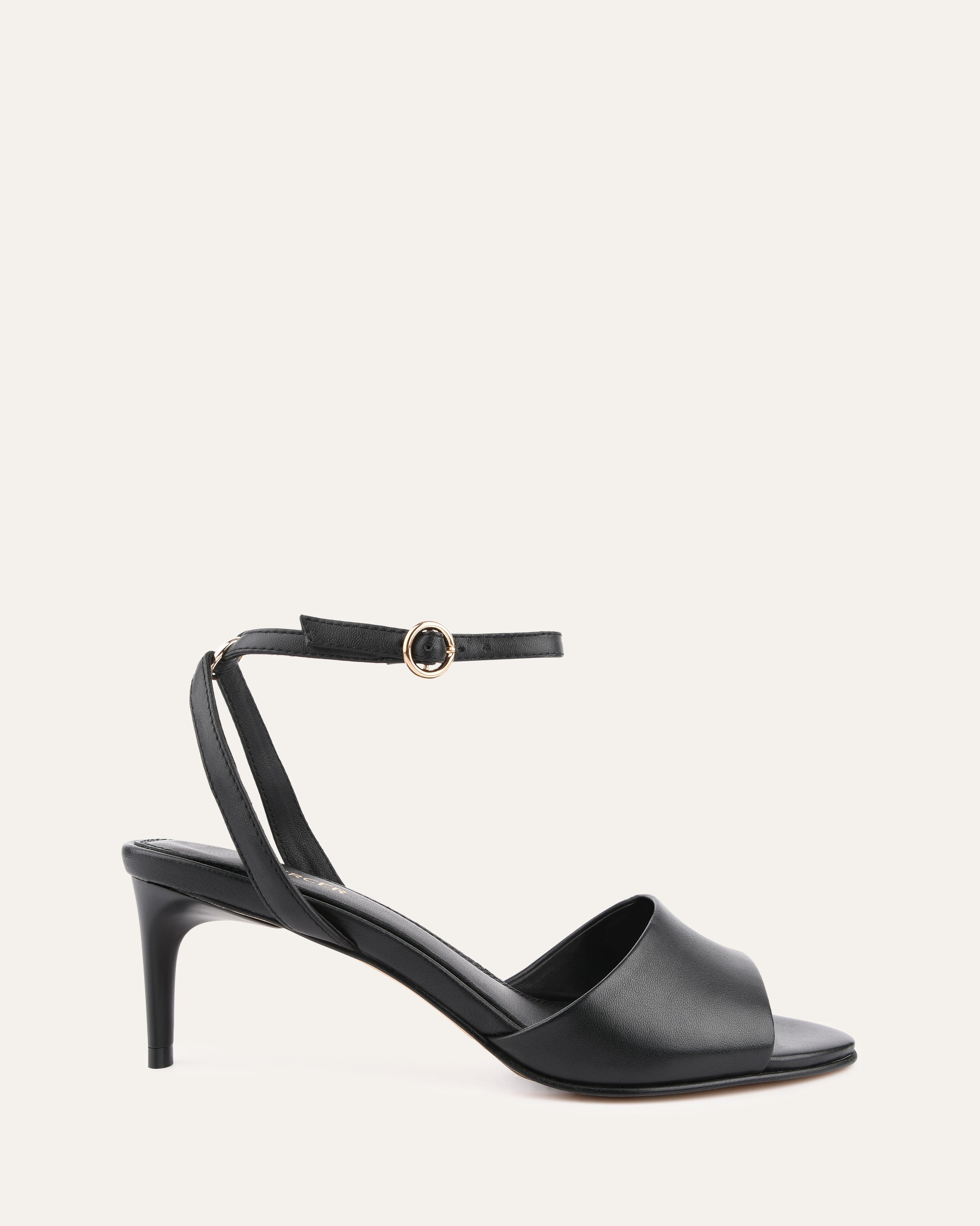 TANYA Women's Black Leather Mid Heel Sandals - Comfortable Dressy Summer Shoes for Weddings, Parties & Office Wear