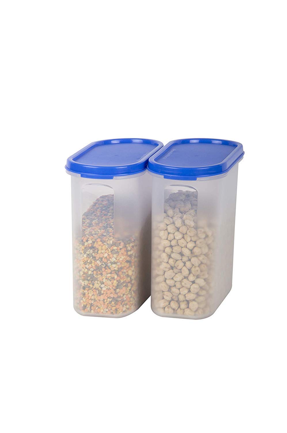 BPA-Free Plastic Airtight Kitchen Storage Containers with Lids - Stackable Modular Design for Pantry, Meal Prep & Leftovers - 1800ML (Peppy Blue, 2-Piece Set) | Perfect for Organizing Dry Food, Snacks & Baking Ingredients