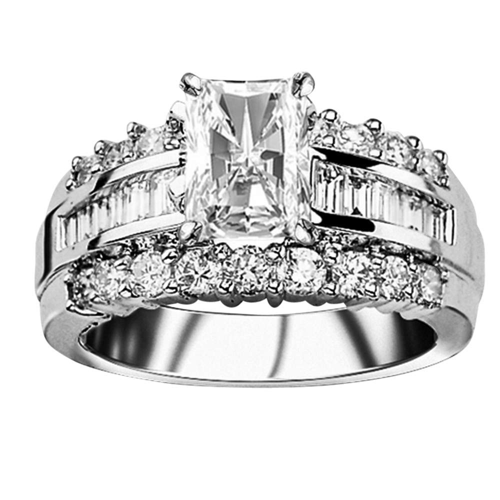 14K White Gold Channel Baguette Round Diamond Engagement Ring - 3.55 Ctw, 2.55 Ct L Color SI1 Clarity Center Stone - Perfect for Proposals, Anniversaries & Special Occasions