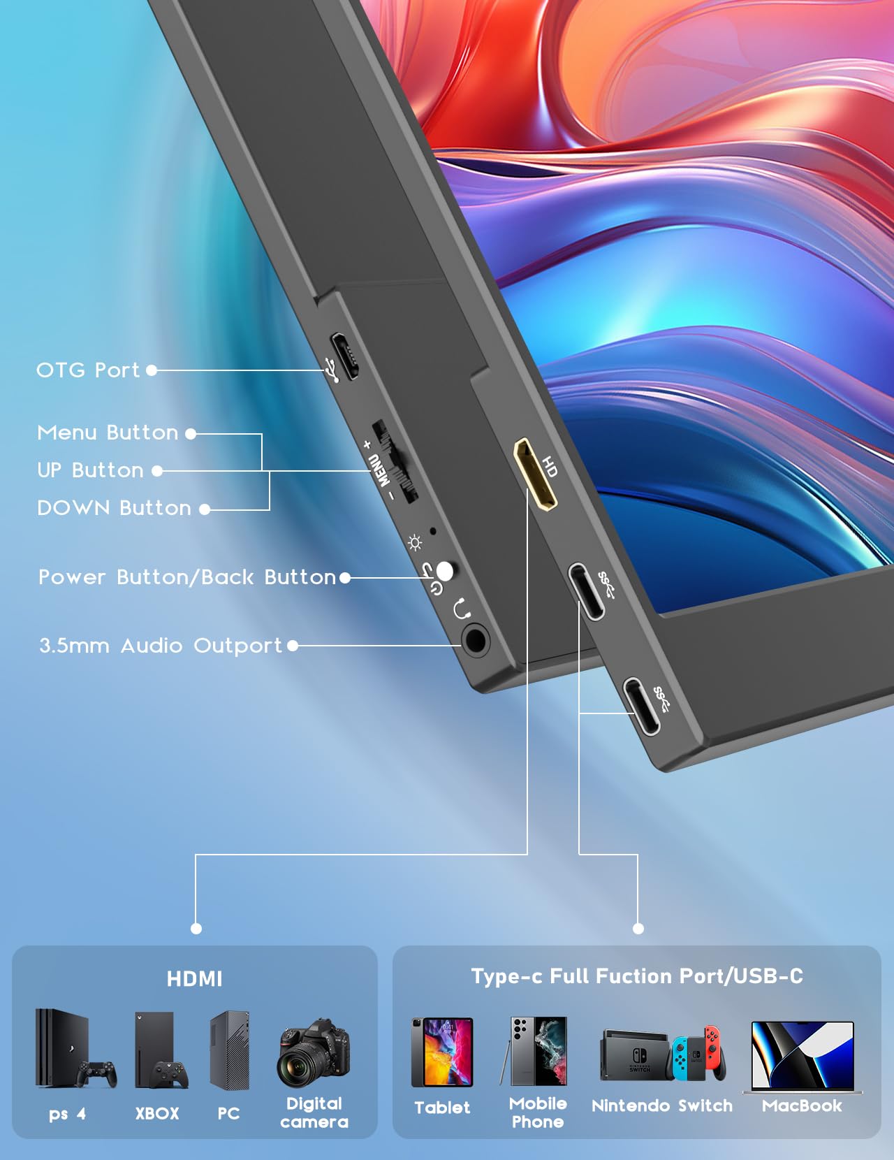4K Portable Monitor 13.3