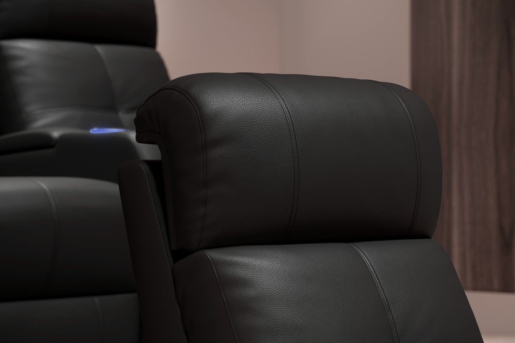 Valencia 2025 New Verona Genuine Leather Home Theater Seating Set - Power Recliner with Adjustable Headrest, 3-Seater Loveseat (Right Side Facing, Black) - Perfect for Home Cinema, Game Rooms & Media Rooms
