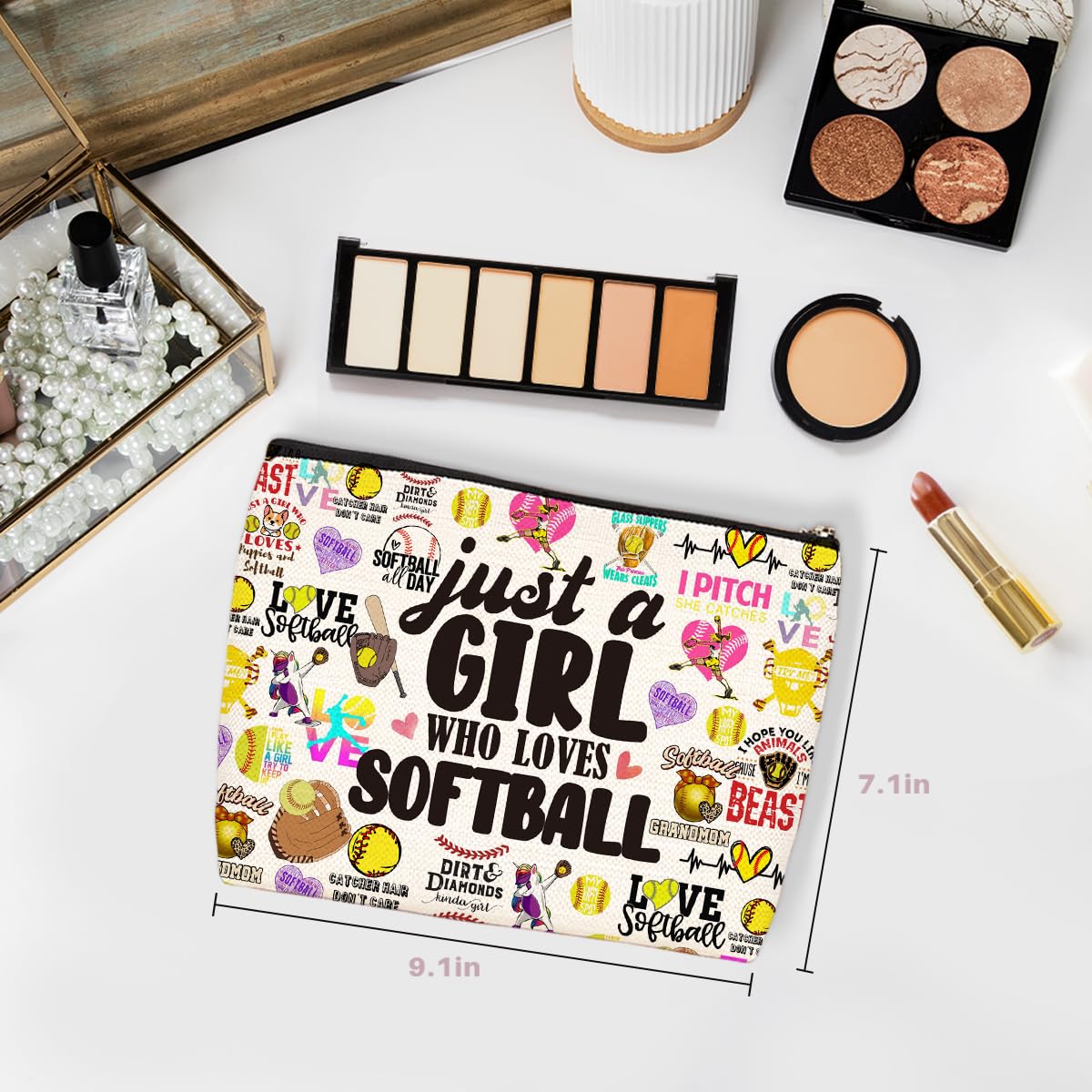 **Wenboco Softball Gifts for Women - Inspirational Makeup Bag & Accessories for Softball Moms & Fans - Perfect Birthday & Christmas Gift Ideas for Her & BFFs - Great for Game Days, Travel & Sports Events**