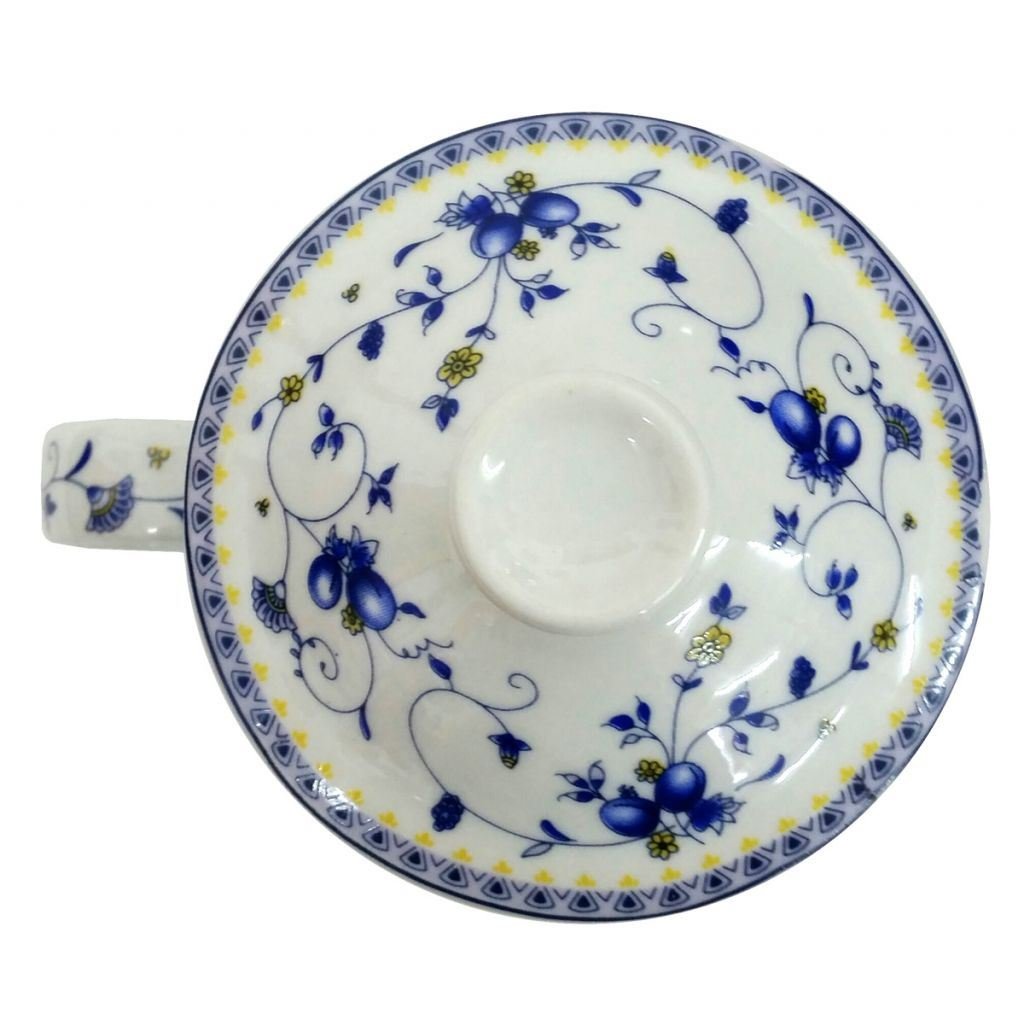 Premium Porcelain Chinese Tea Mug with Infuser & Lid - Elegant Fruit Vine Design - Perfect for Loose Leaf Tea, Herbal Infusions & Home/Office Use