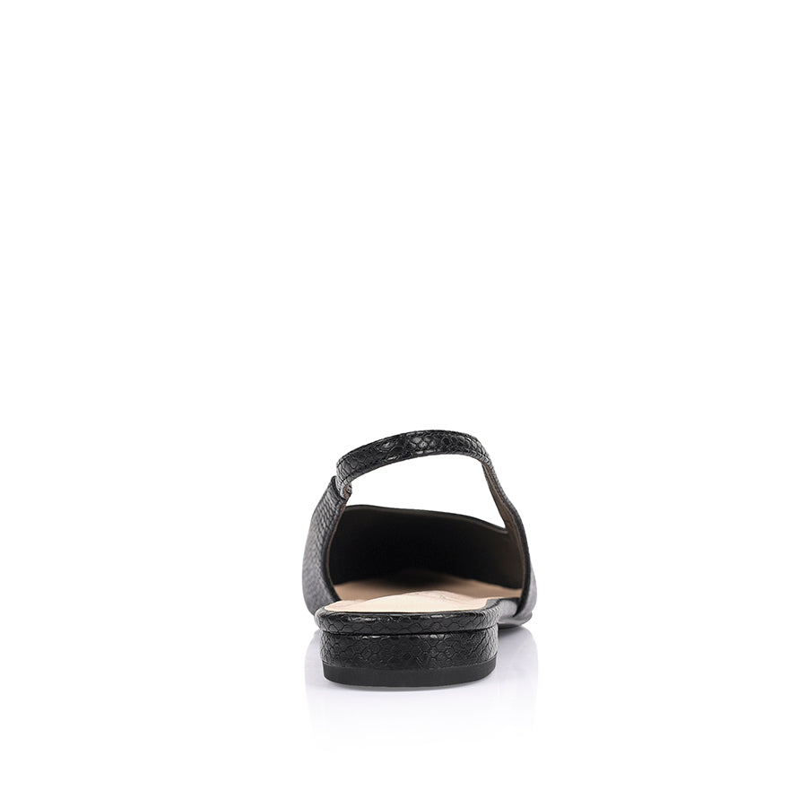 Stylish Black Snake Print History Slingback Flats - Women's Comfortable Dress Shoes for Work, Office & Special Occasions