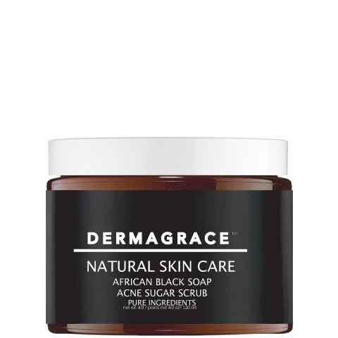 Organic African Black Soap Acne Treatment & Exfoliating Sugar Scrub - Natural Face & Body Cleanser for Clear Skin - Perfect for Daily Skincare Routine & Acne-Prone Skin