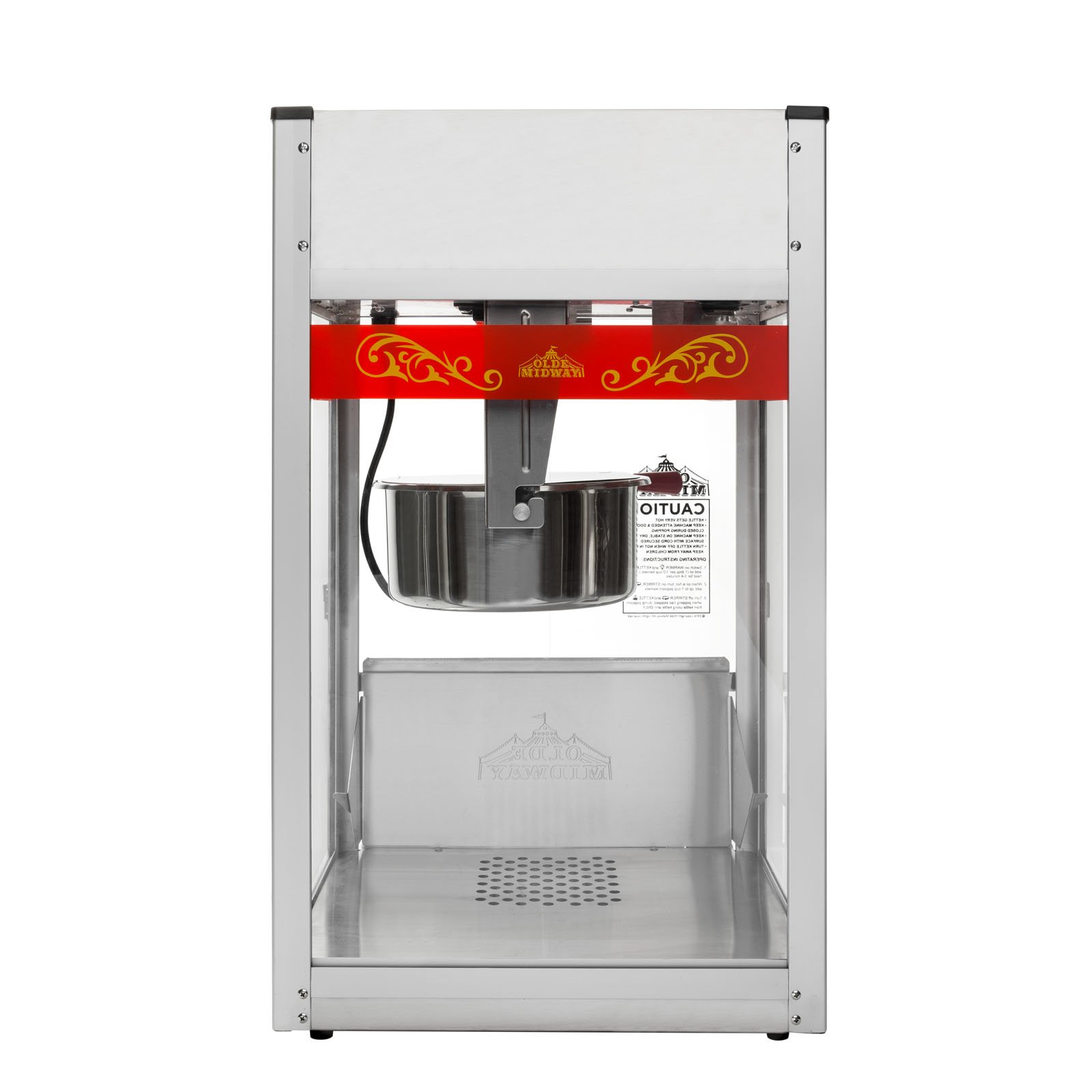 Olde Midway Commercial Popcorn Machine with 12-Ounce Kettle - Red | Heavy Duty Popcorn Popper for Movie Nights, Parties & Concessions | Perfect for Theaters, Carnivals & Home Use