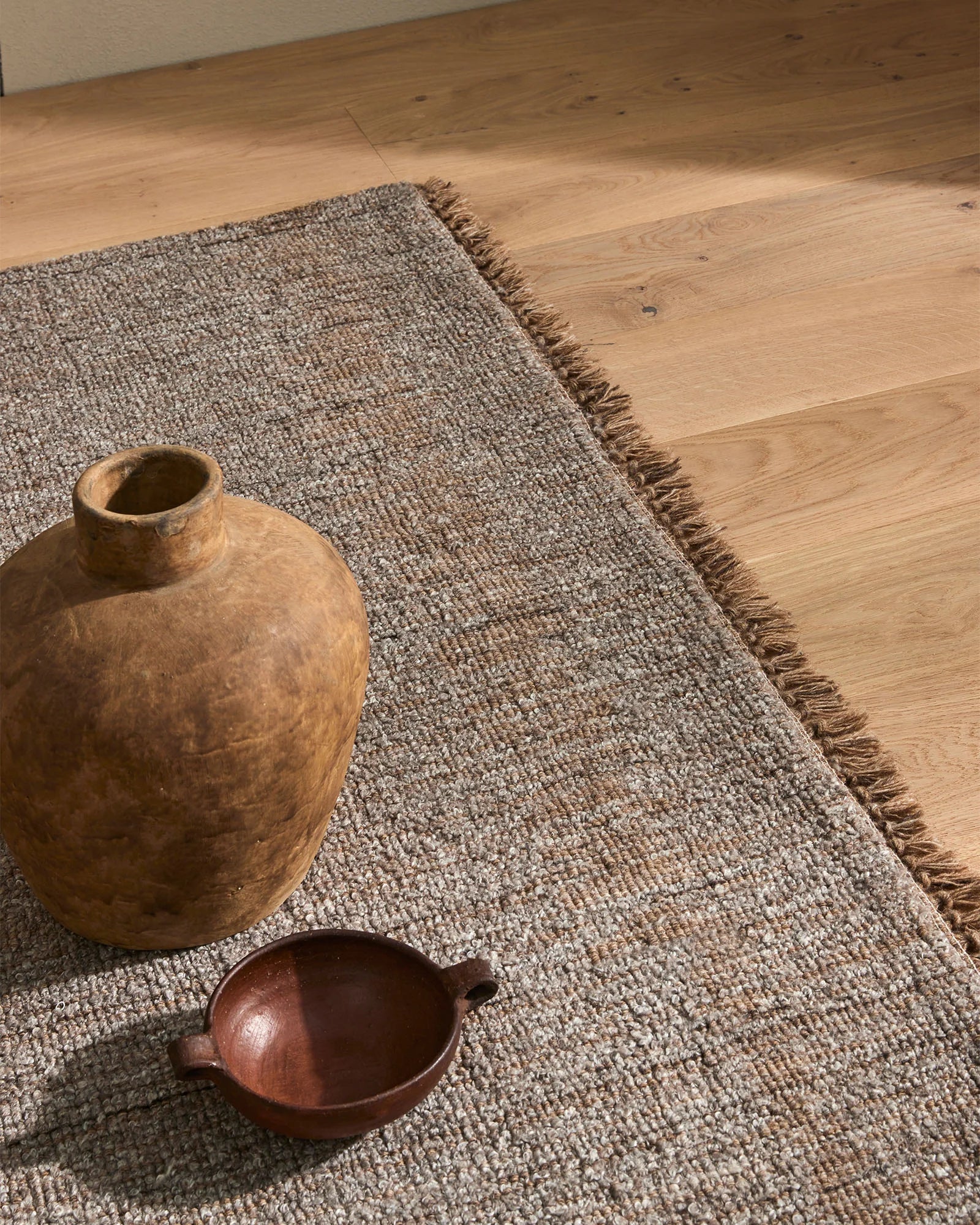 Handmade Puglia Rug in Soft Taupe - Boho Chic Area Rug for Living Room, Bedroom & Nursery