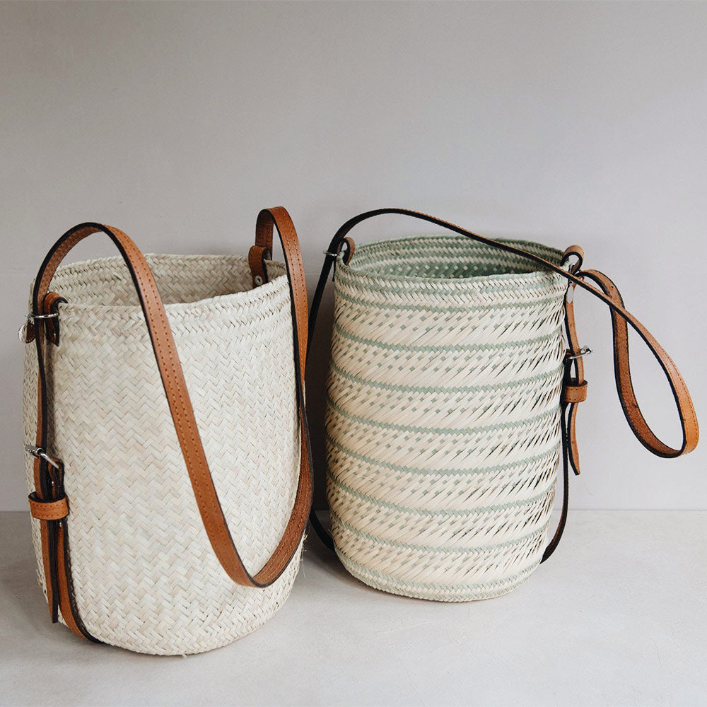 Handwoven Palm Leaf Bucket Tote Bag - Eco-Friendly Beach Bag for Women, Summer Straw Tote with Wide Opening - Perfect for Beach, Pool, Picnic & Shopping
