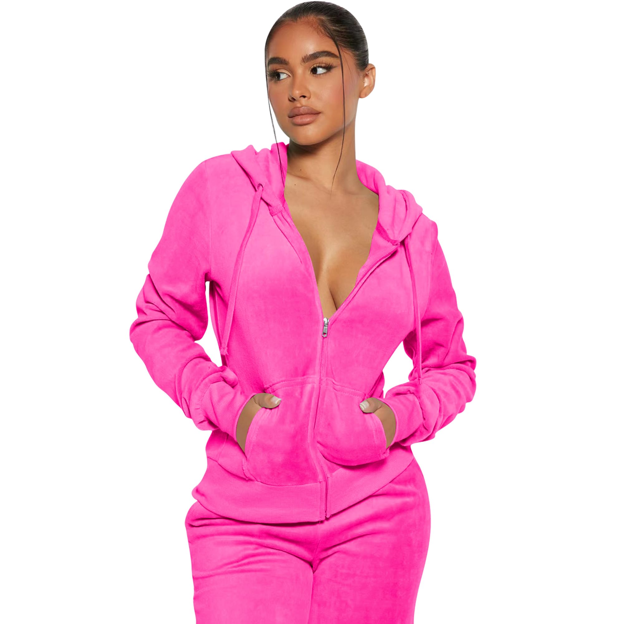 Yidengymx Women's 2-Piece Velour Tracksuit Set - Soft Velvet Hooded Lounge Outfit for Women | Cozy Home Wear, Casual Street Style & Gym Jogging Suit