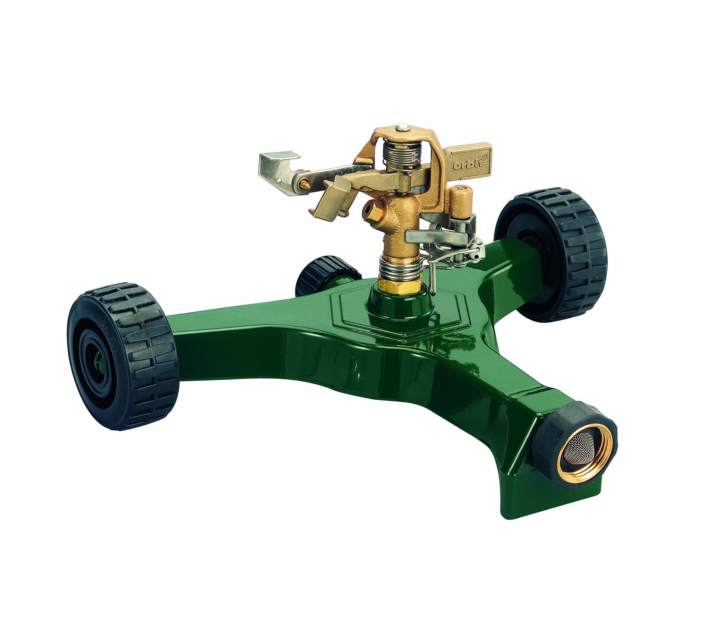2-Pack Orbit 56186N Brass Impact Sprinkler with Wheels - Heavy Duty Lawn Sprinkler for Large Yard Watering, Garden Irrigation & Landscaping | Durable Metal Base for Even Coverage