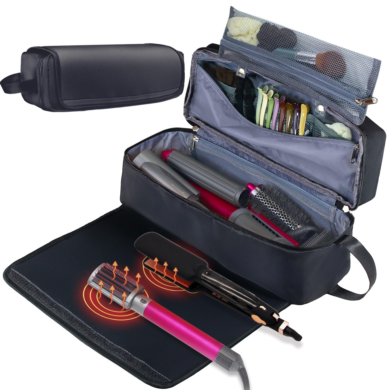 Heat Resistant Hair Tools Travel Bag for Styling Essentials - Perfect for Women's Travel & Salon Use