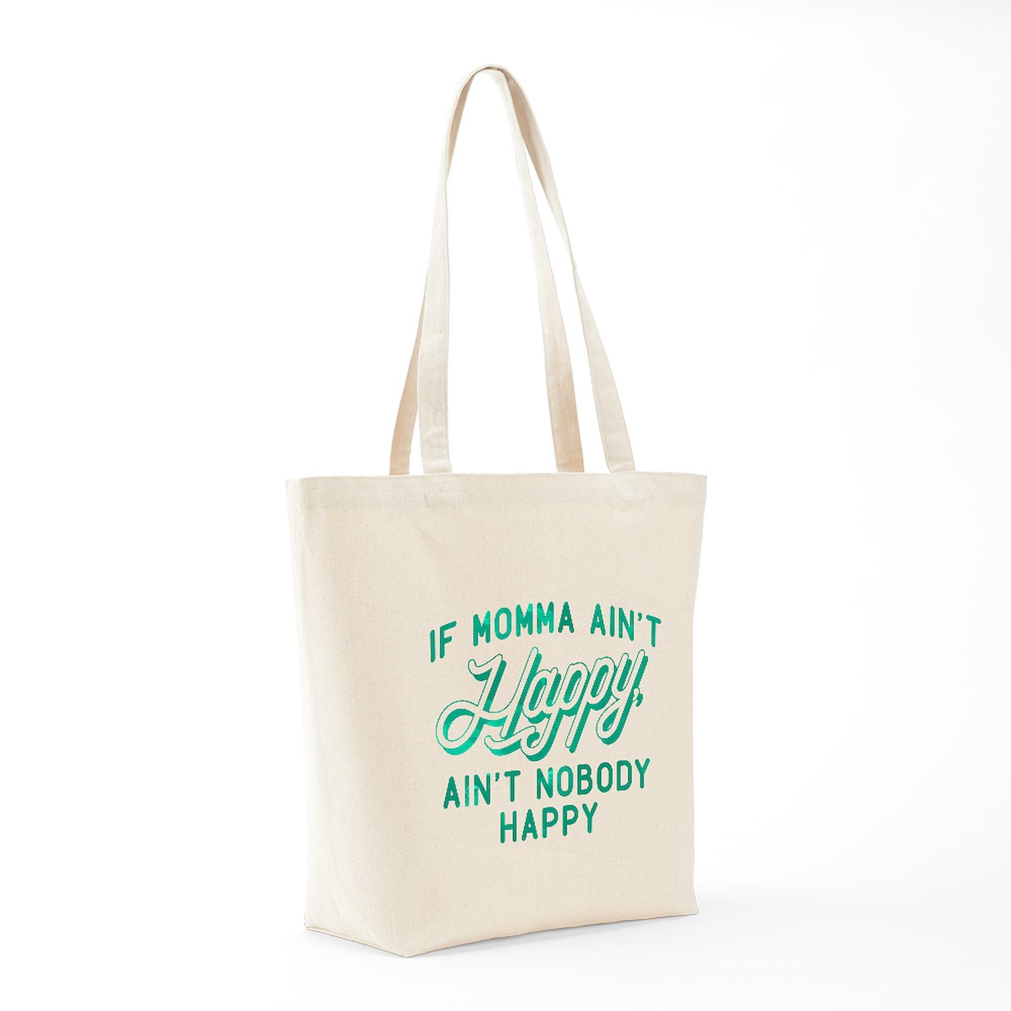 Eco-Friendly If Momma Ain't Happy Green Canvas Tote Bag - Reusable Grocery Shopping Bag for Women, Mothers Day Gift, Beach & Farmers Market