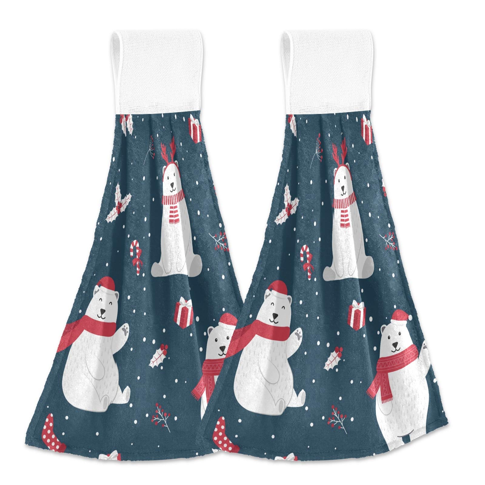 Cute Bear Hanging Hand Towel - 2 Pack Super Absorbent Fast Drying Kitchen & Bathroom Towels for Home Decor | Perfect for Kitchen Cleaning, Bathroom Hand Drying & Wall Decoration