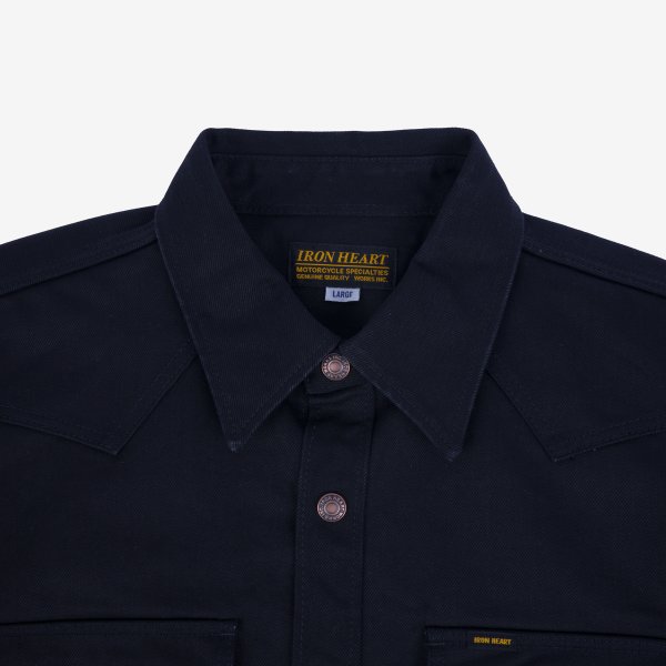 Iron Heart IHSH 362 16oz Non Selvedge Denim CPO Shirt - Superblack (Fades To Grey) | Heavyweight Workwear Shirt for Men | Perfect for Outdoor Work, Motorcycle Riding & Casual Wear