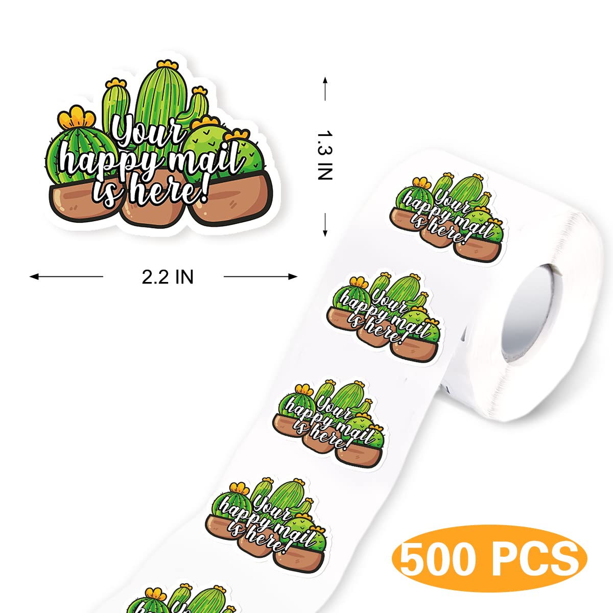 Cute Cactus Small Business Stickers - 500 PCS Happy Mail, Thank You, Handmade Stickers for Packaging, Small Shop | Perfect for DIY Crafts, Scrapbooking, and Small Business Branding