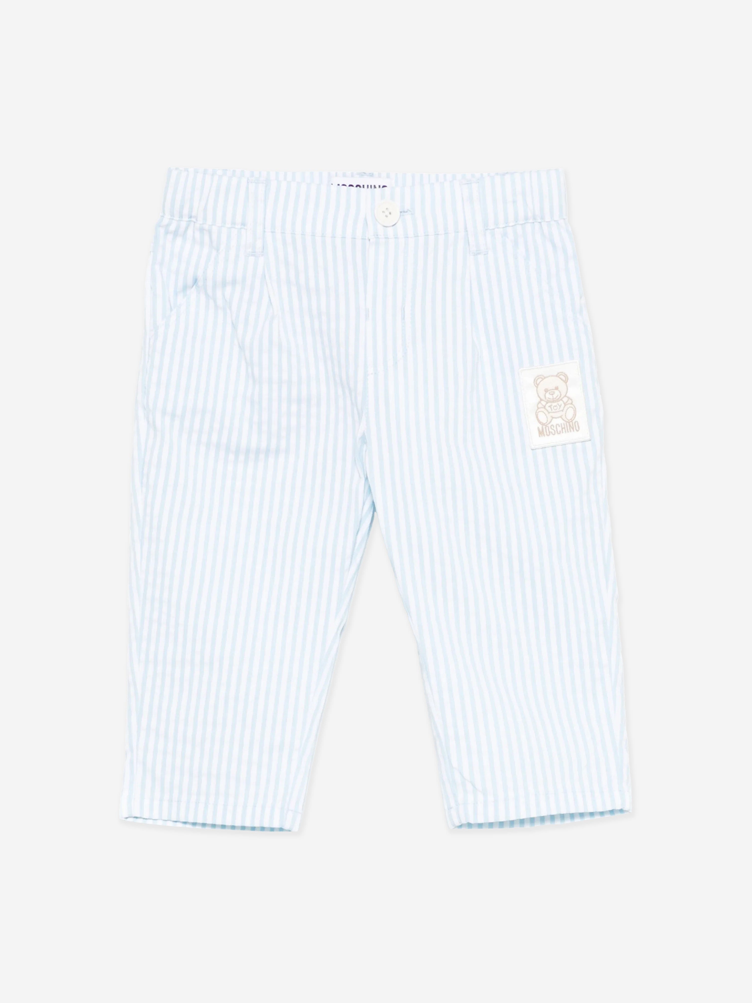 Blue Striped Teddy Bear Pants for Baby Boys - Soft & Comfortable for Playtime, Outings & Photo Shoots