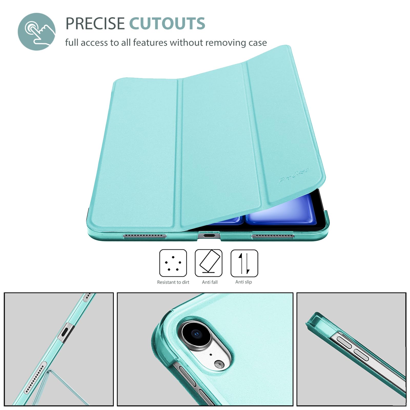 ProCase iPad Air 11-inch M3/M2 & 10.9-inch 5th/4th Gen Smart Protective Case - Shockproof Cover for iPad Air 2020-2025 (Airblue) - Perfect for Work, Travel & School Use