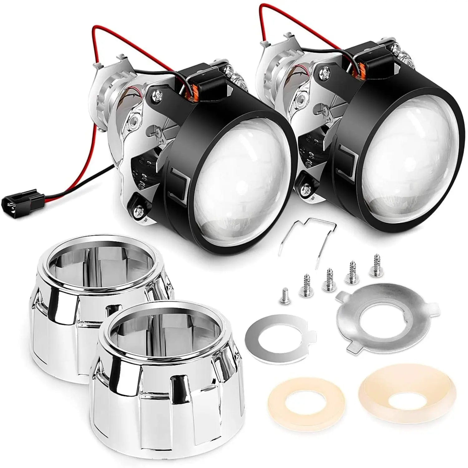 2.5 Inch Mini Projector Lens for H1 Bulb Headlights Retrofit - High Performance Car Headlight Upgrade (Pair) - Perfect for Night Driving & Custom Vehicle Lighting