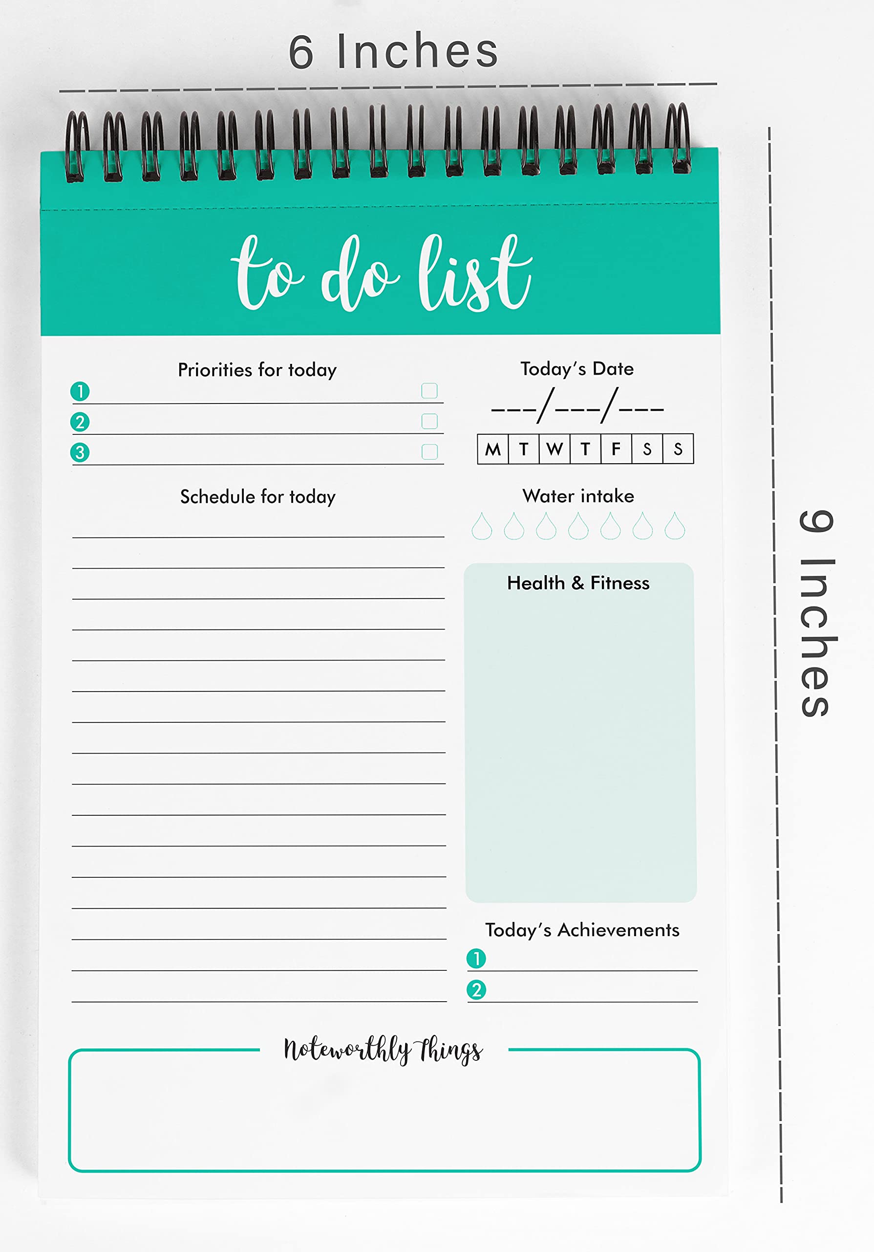 6” X 9” Spiral To Do List Notepad - Elegant Daily Checklist Planner with Motivational Quotes - 50 Tear-Off Sheets for Office, School & Home Organization - Perfect Productivity Tool for Students & Professionals