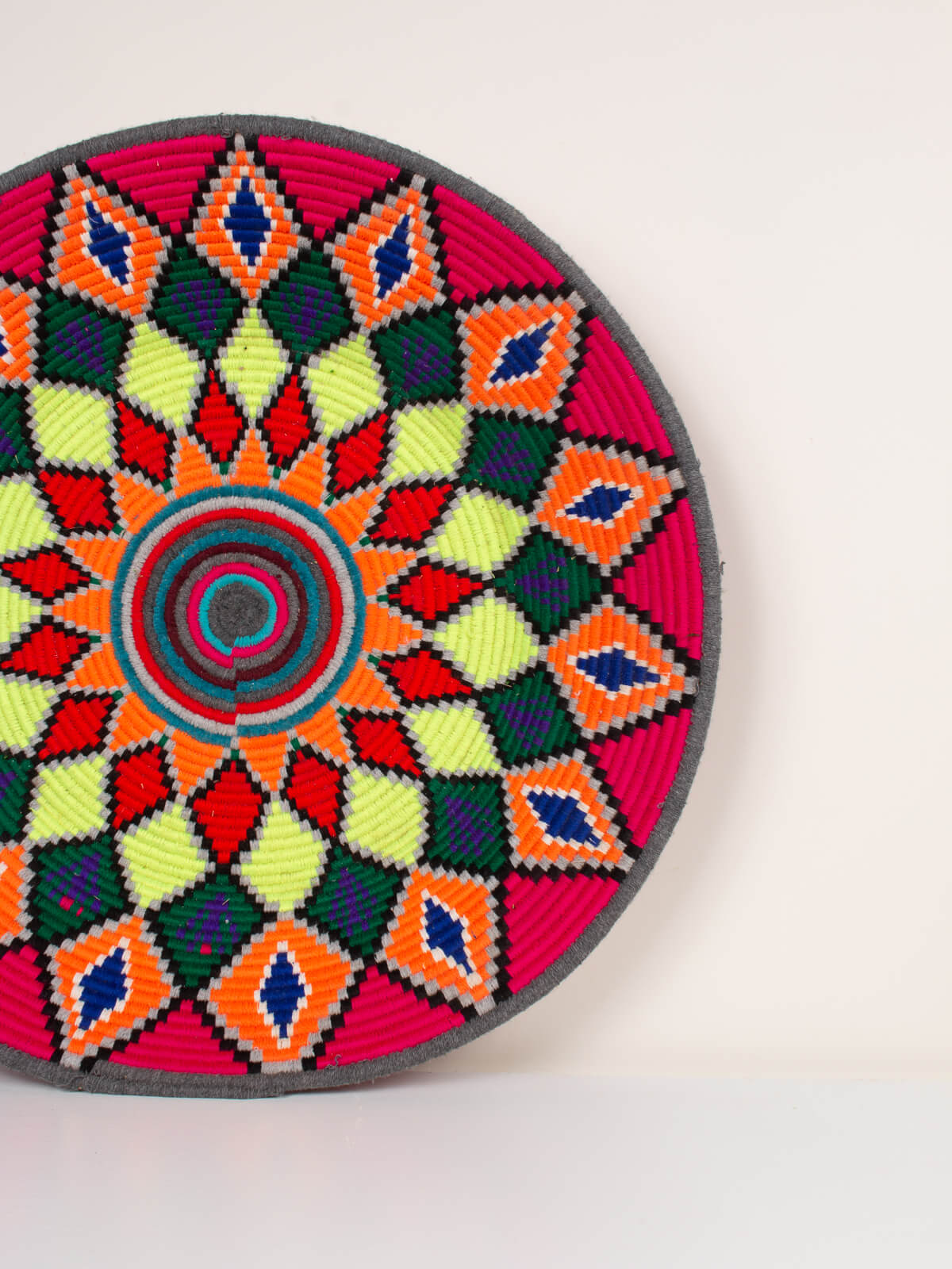 Handmade Moroccan Wool Plate No.137 - Authentic Berber Decorative Tray for Home Decor, Dining Table Centerpiece & Boho Style Interior Design
