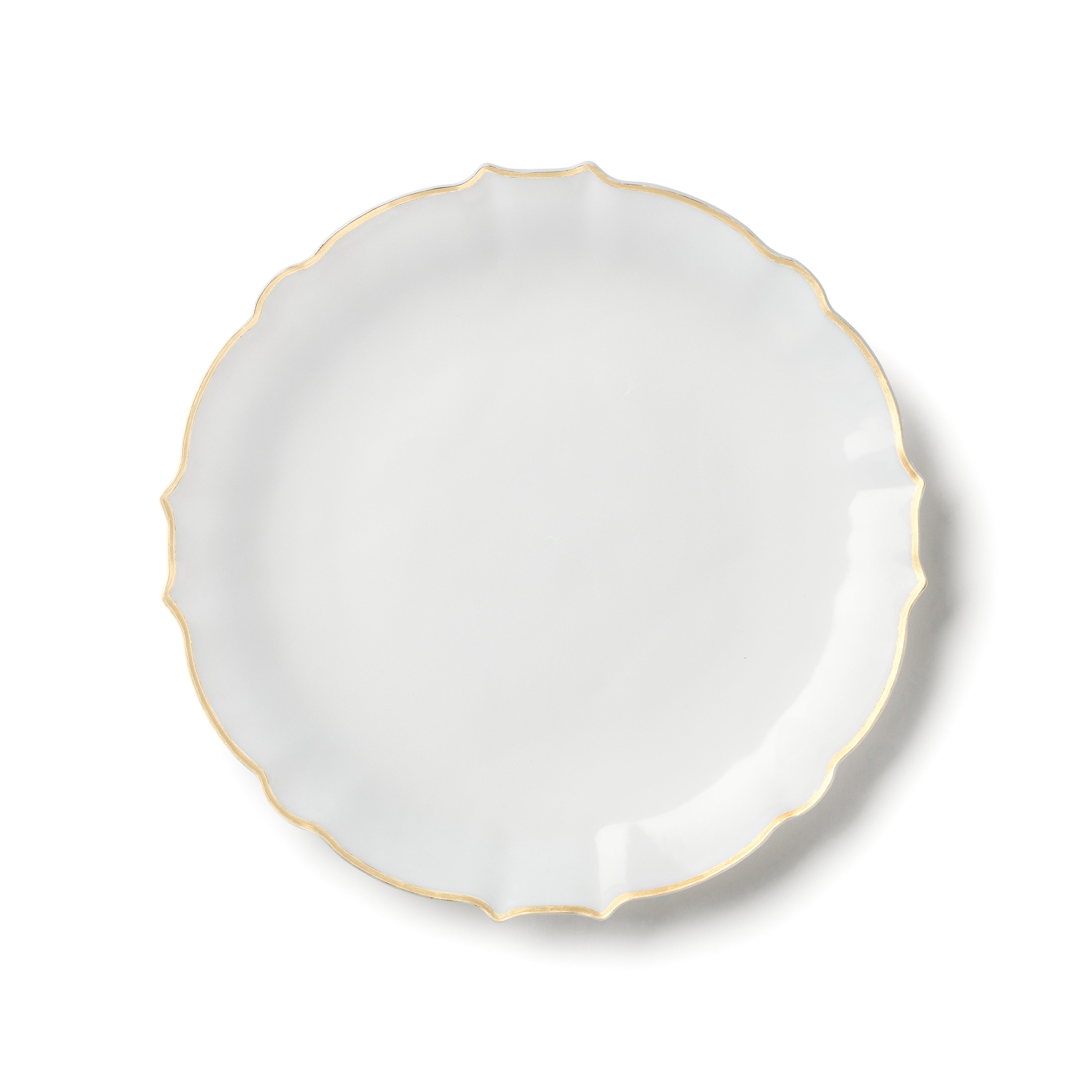 Luxury White and Gold Round Plastic Plates - Set of 10 Elegant Disposable Dinner Plates for Parties, Weddings & Special Events - BPA-Free & Durable for Indoor/Outdoor Use