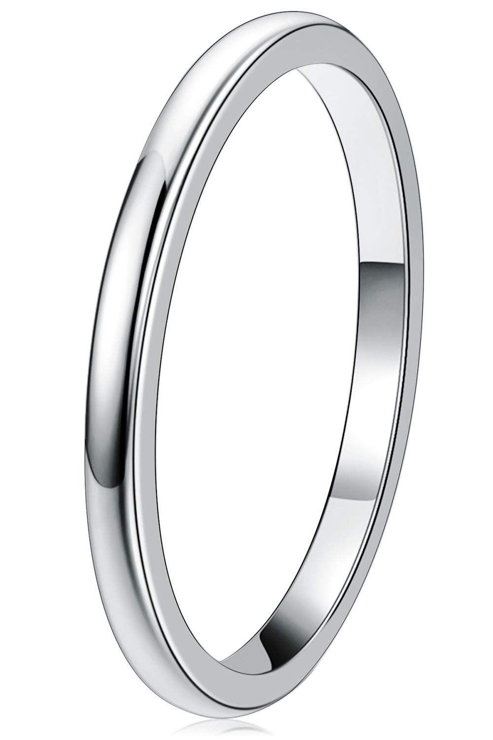 1mm 2mm 4mm 6mm 8mm Tungsten Wedding Rings for Women & Men - Silver/Black Domed Polished Engagement Bands by THREE KEYS JEWELRY - Perfect for Weddings, Anniversaries & Everyday Wear
