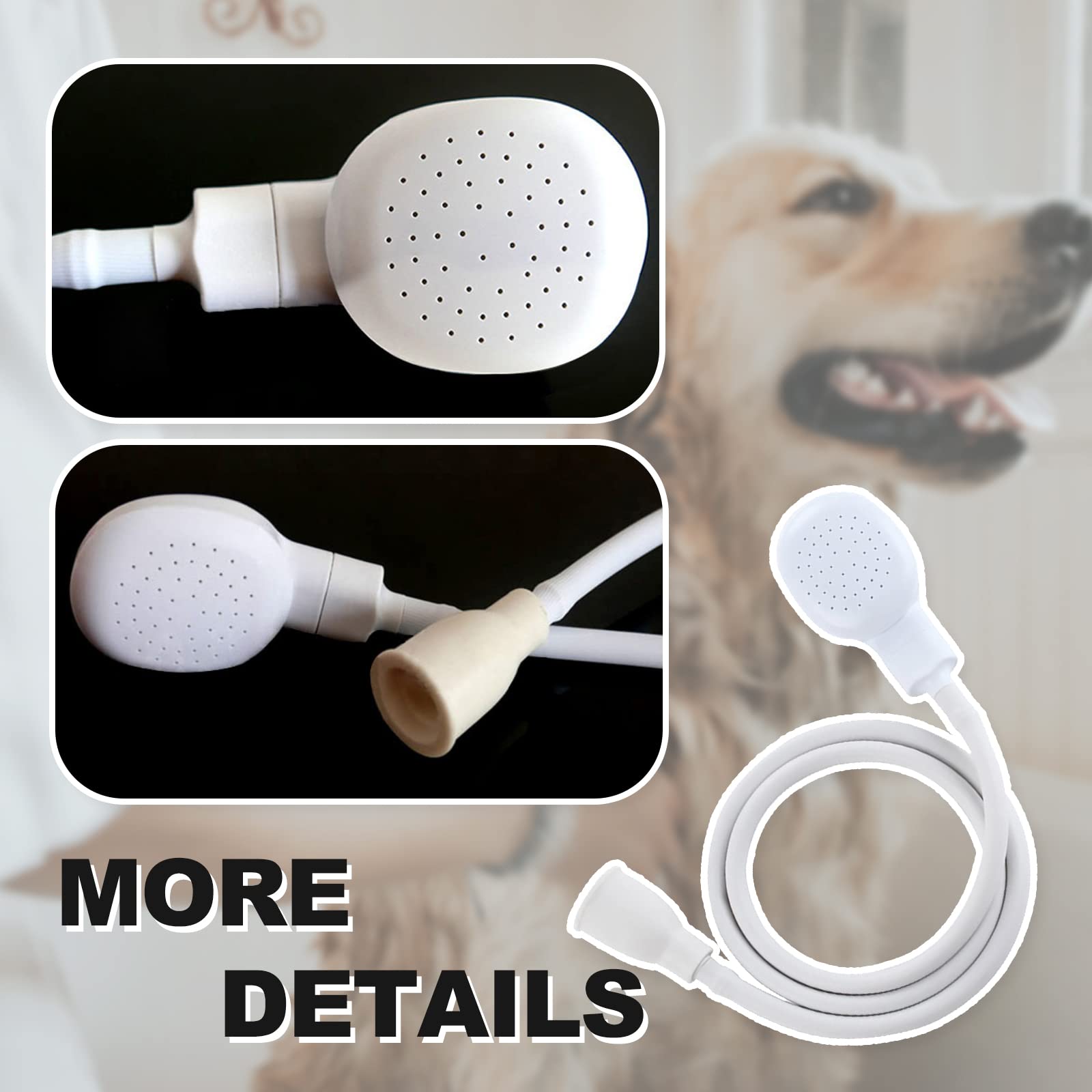 Portable Handheld Pet Shower Head with Stainless Steel Clamp - Adjustable Shower Hose Attachment for Bathtub, Sink & Faucet | Perfect for Dog Bathing, Pet Grooming & Outdoor Cleaning