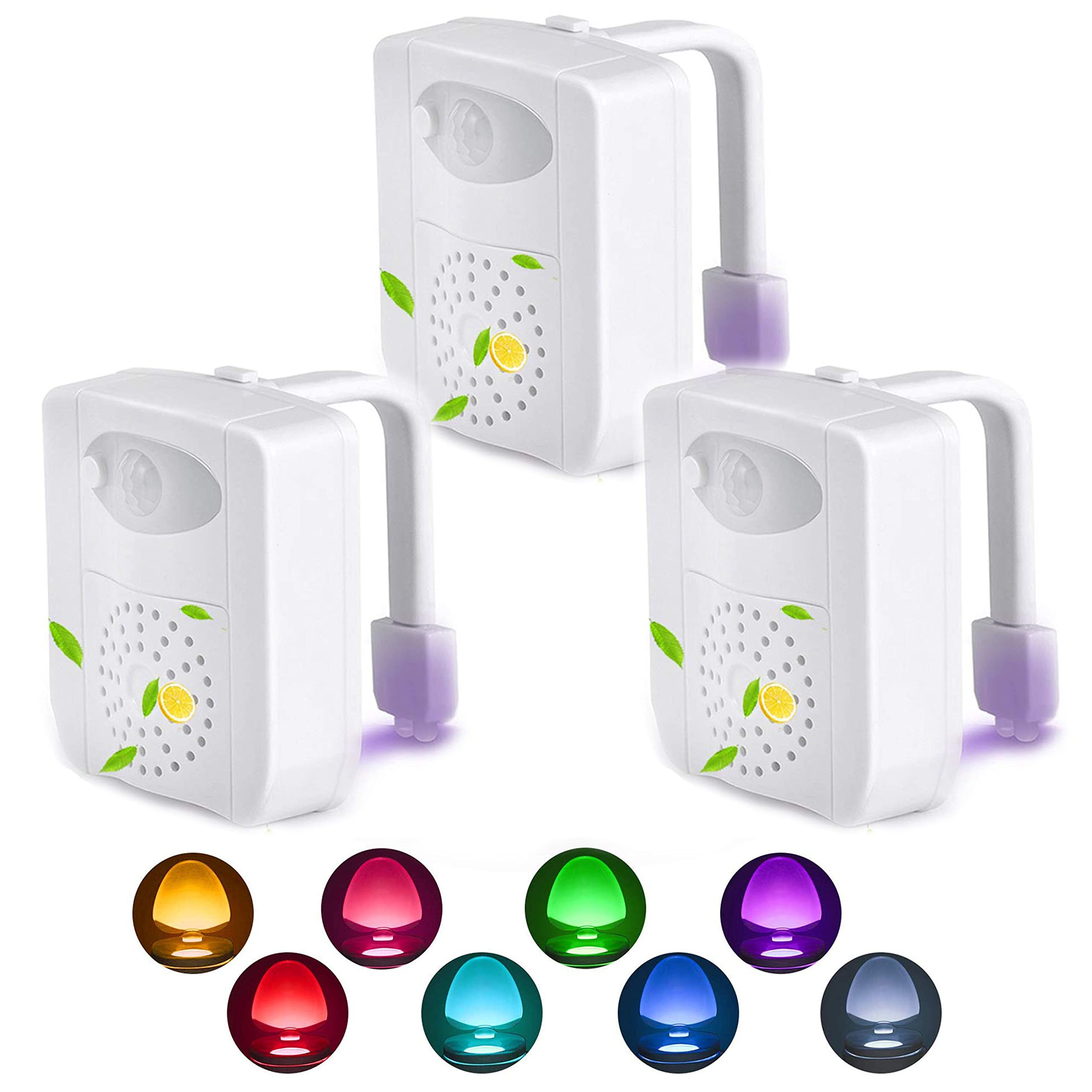 ZEZHOU Motion Activated LED Toilet Night Light - 3 Pack, 16 Color Changing Toilet Bowl Light for Bathroom, Battery Not Included | Perfect for Nighttime Bathroom Visits, Kids' Safety & Home Decor