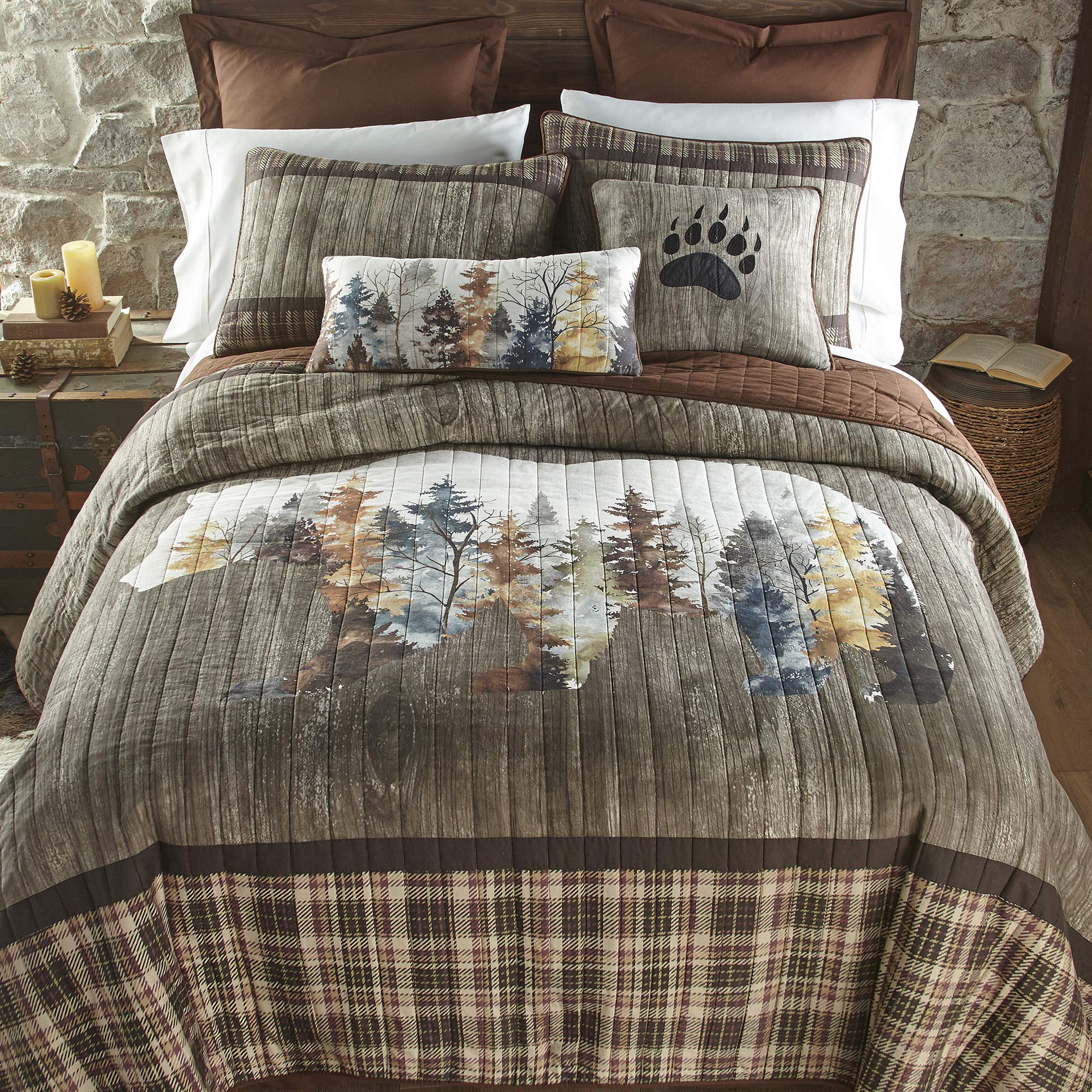 Donna Sharp Twin Quilt - Bear Mirage Cotton Lodge Quilt with Bear Pattern - Machine Washable - Cozy Bedding for Cabin, Lodge & Rustic Home Decor